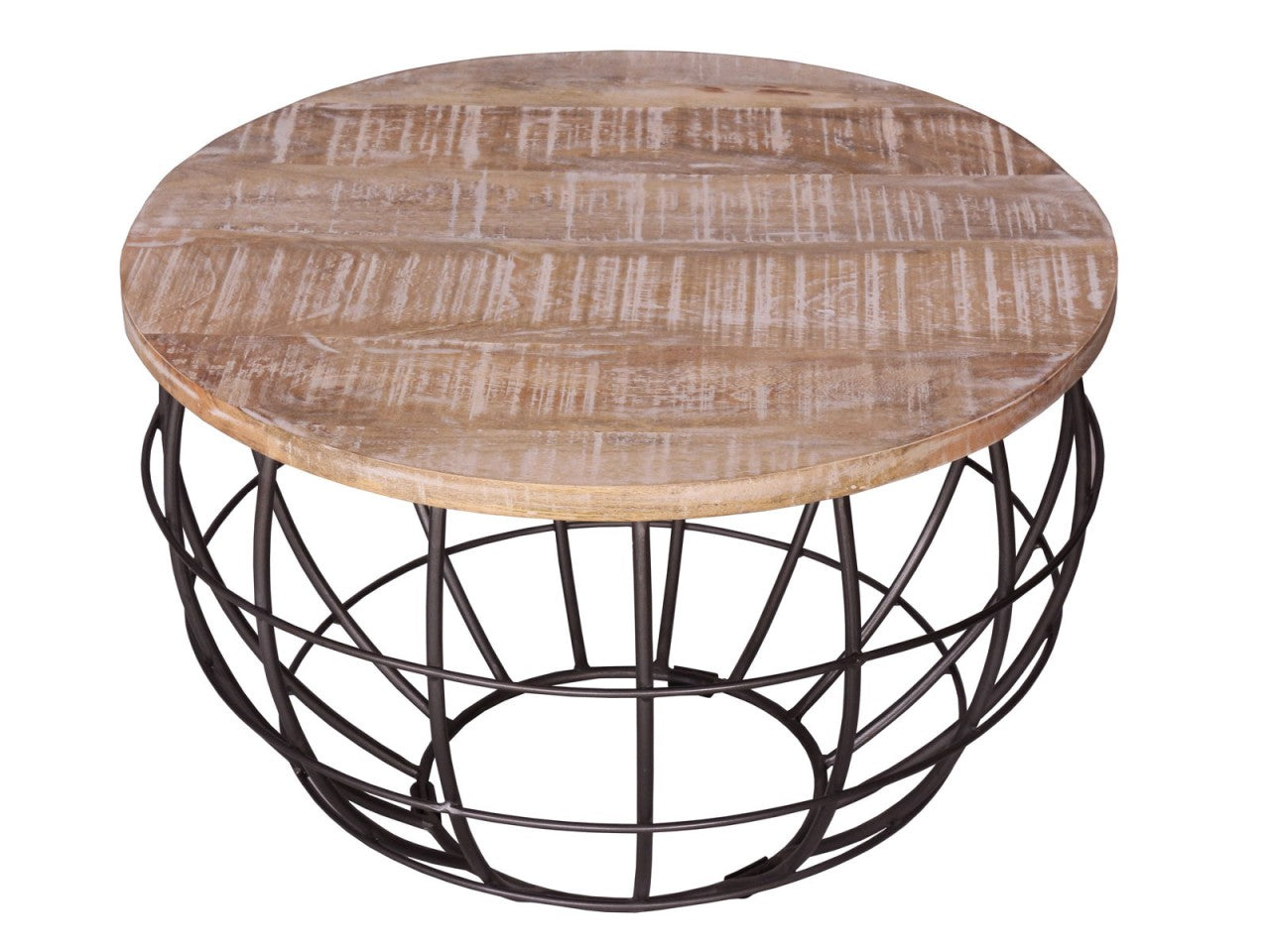 SVJ Salontafel Rond - 55 x 55 x 37 cm - Metaal - Grijs/Lichtbruin