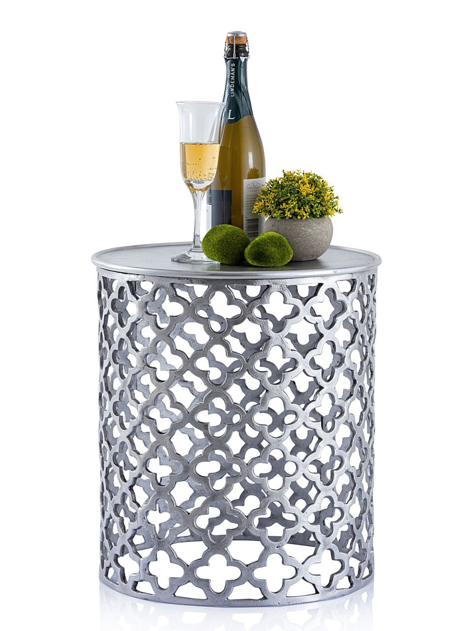 SVJ Bijzettafel Rond - 41 x 41 x 48 cm - Aluminium - Zilver