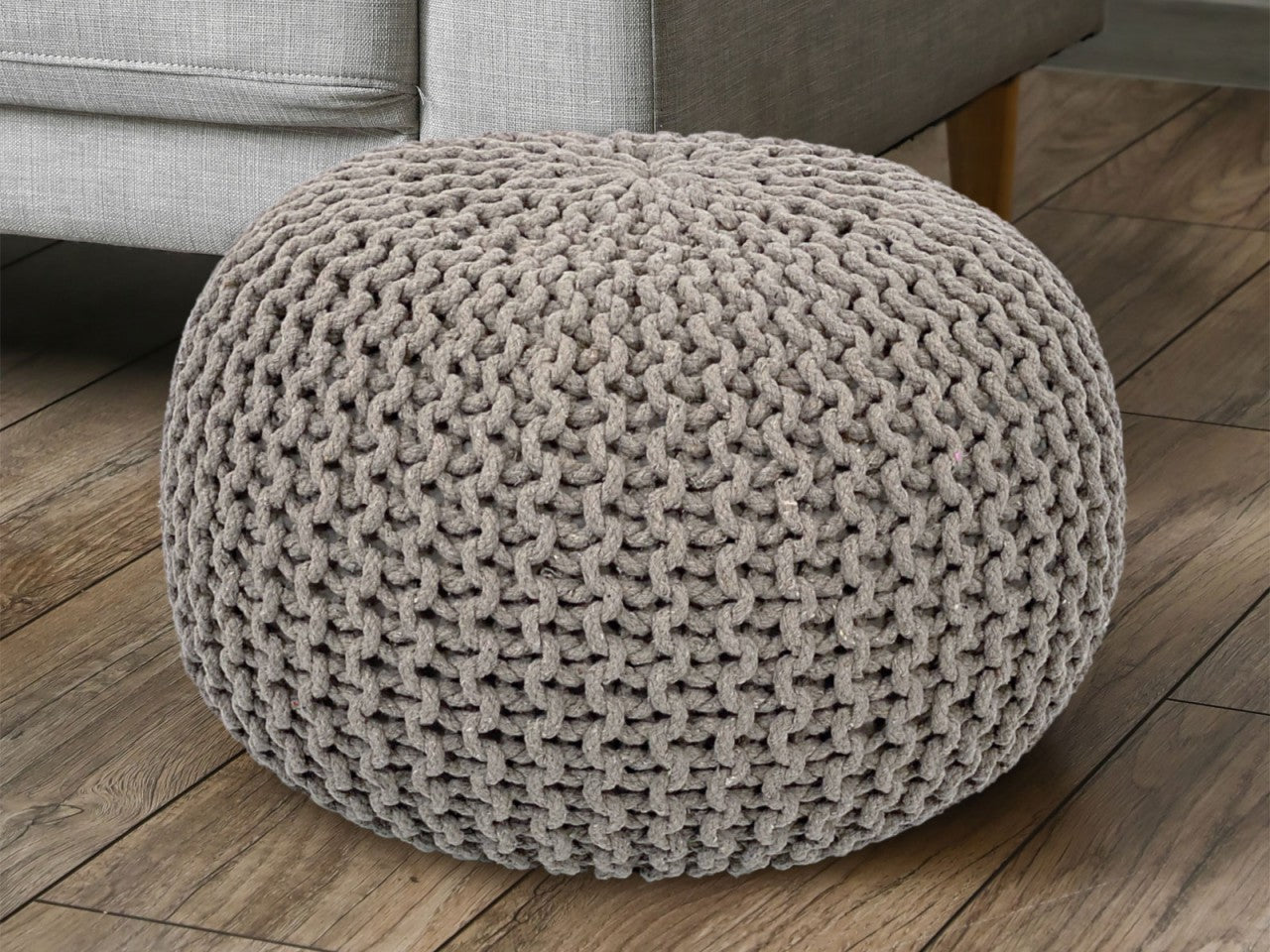 SVJ Poef Rond - 55 x 55 x 37 cm - Katoen - Beige