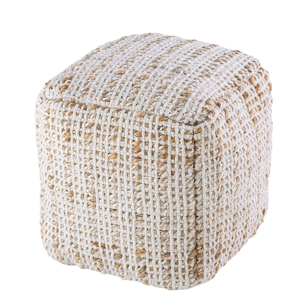 SVJ Poef Jula - 40x40x40 cm - Jute - Wit