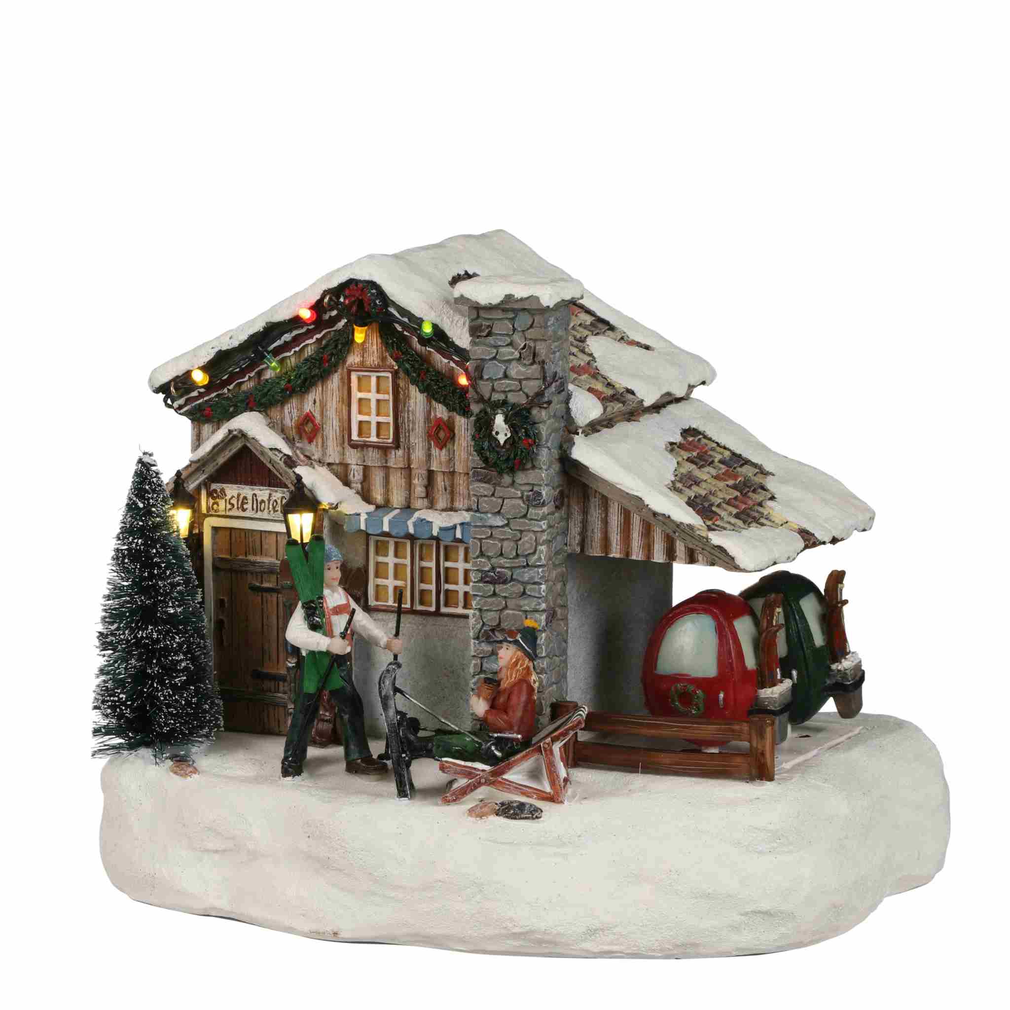 Luville Kerstdorp Piste Hotel - 22x17x18 cm - Polyresin - Multi