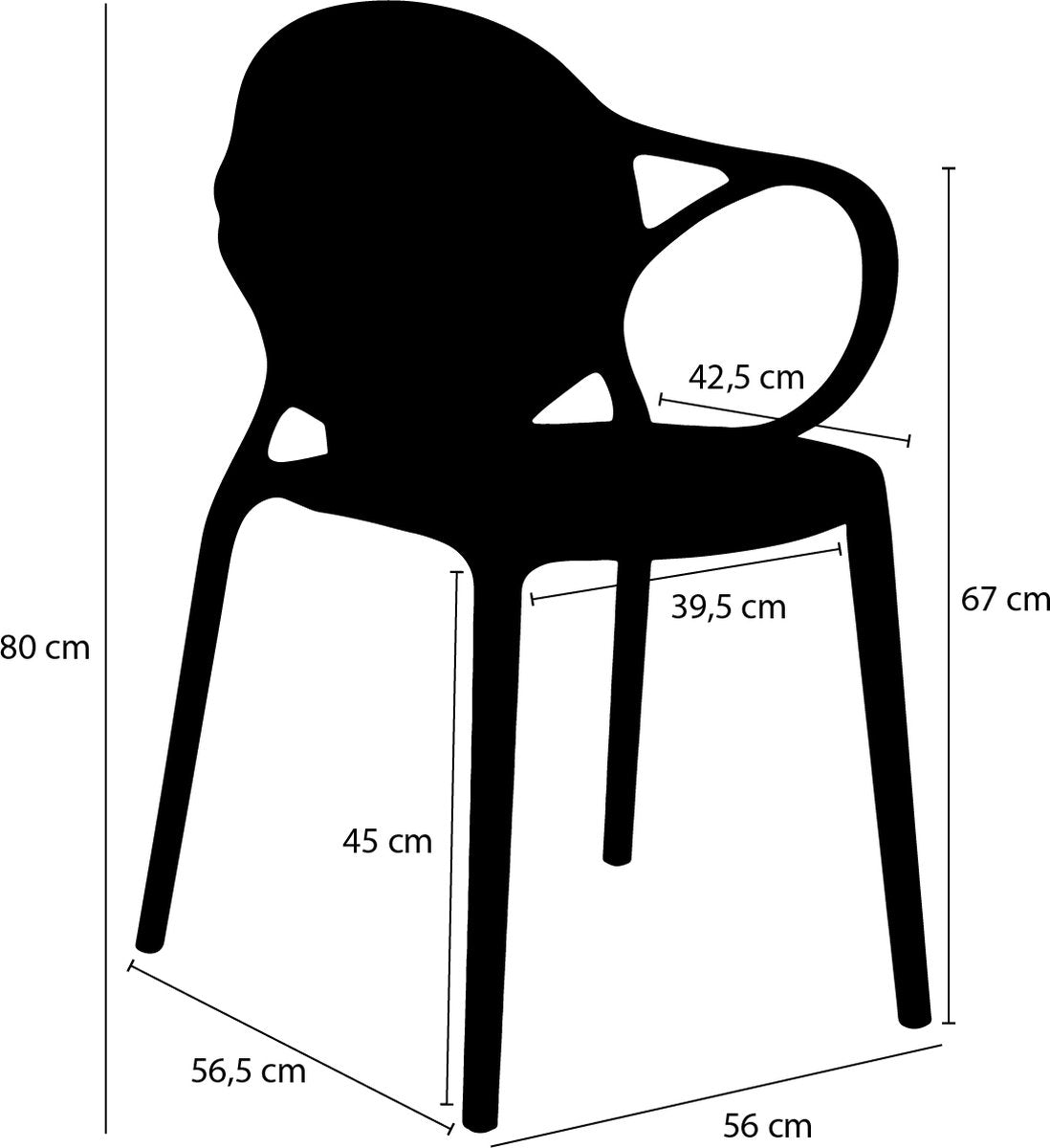 Mica Decorations Tuinstoel Nebraska - 56x56.5x80 cm - Polypropyleen - Oker