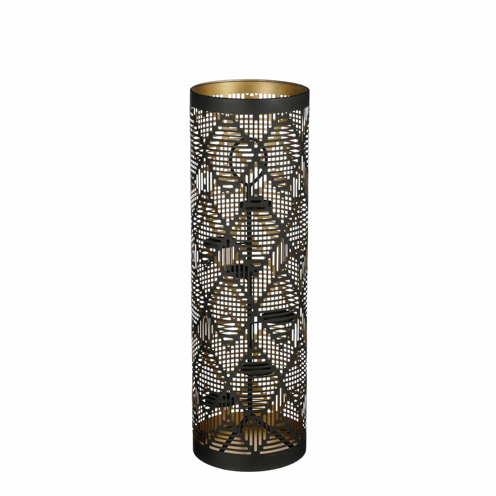 Mica Decorations Lantaarn Black - 26x26x80 cm - Ijzer - Zwart