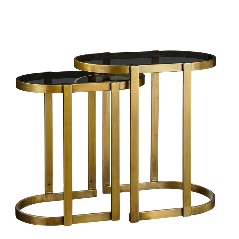Mica Decorations Bijzettafel Kevin - 54x34x56 cm - Ijzer - Goud - Set van 2