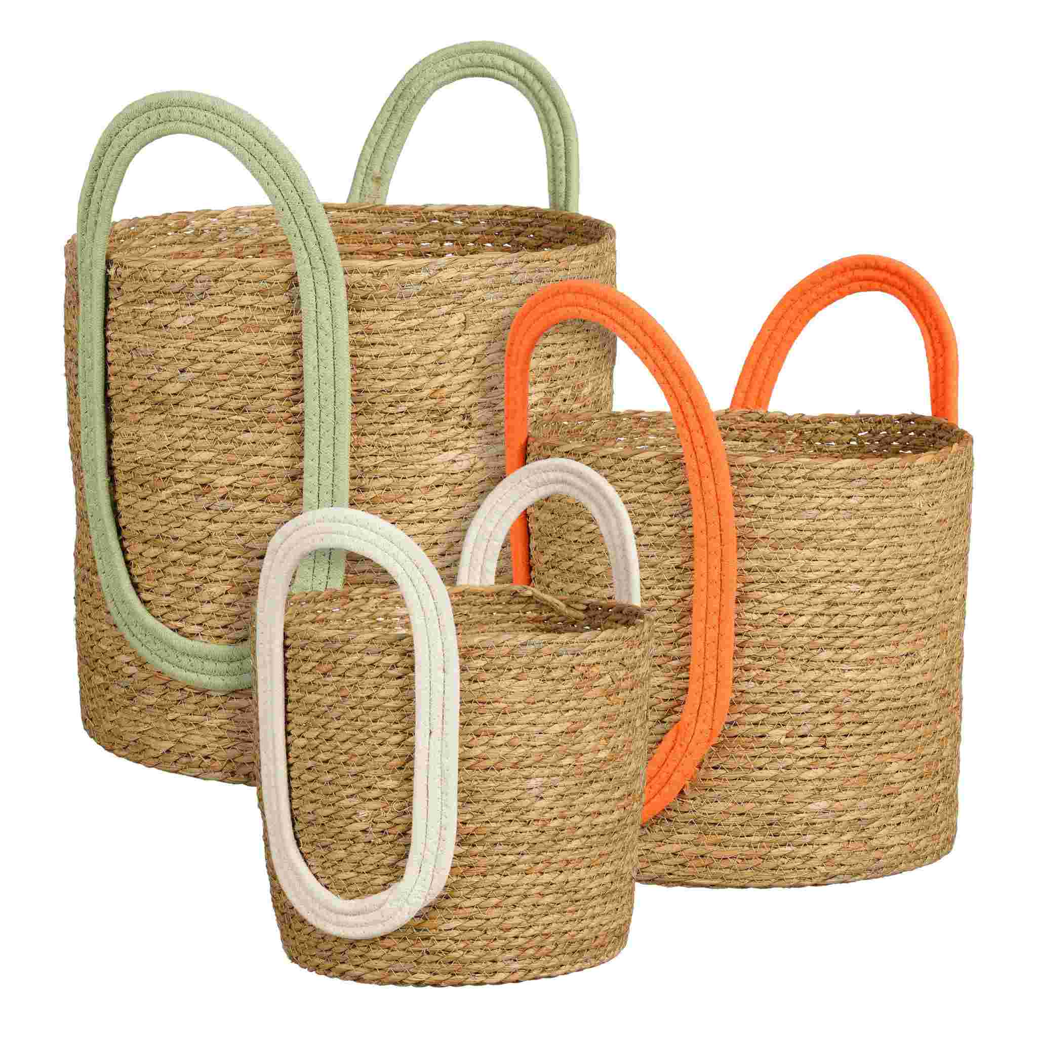 Mica Decorations Opbergbox Storage - 36x36x34 cm - Zeegras - Wit - Set van 3