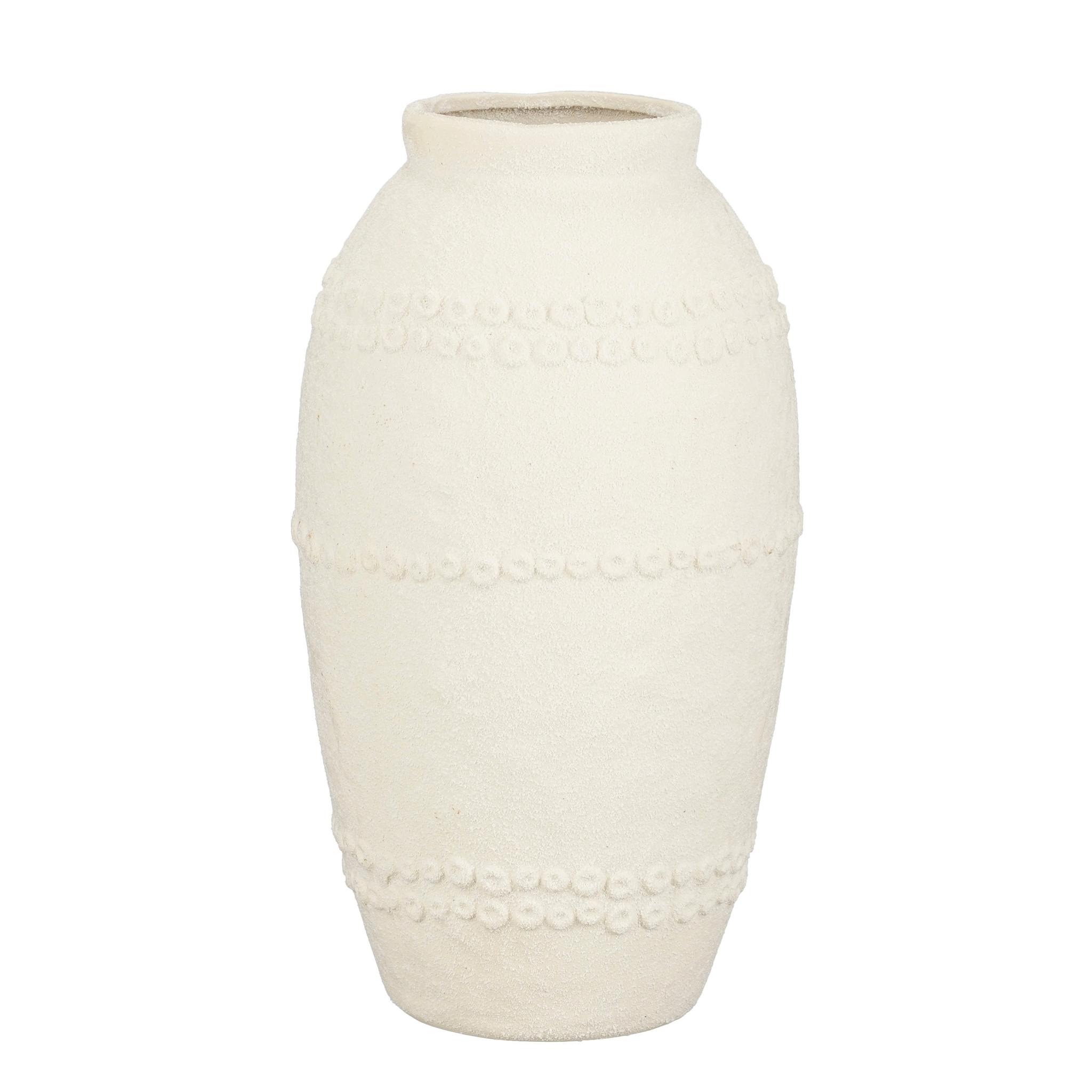Mica Decorations Vaas Deina - 18x18x36 cm - Keramiek - Wit