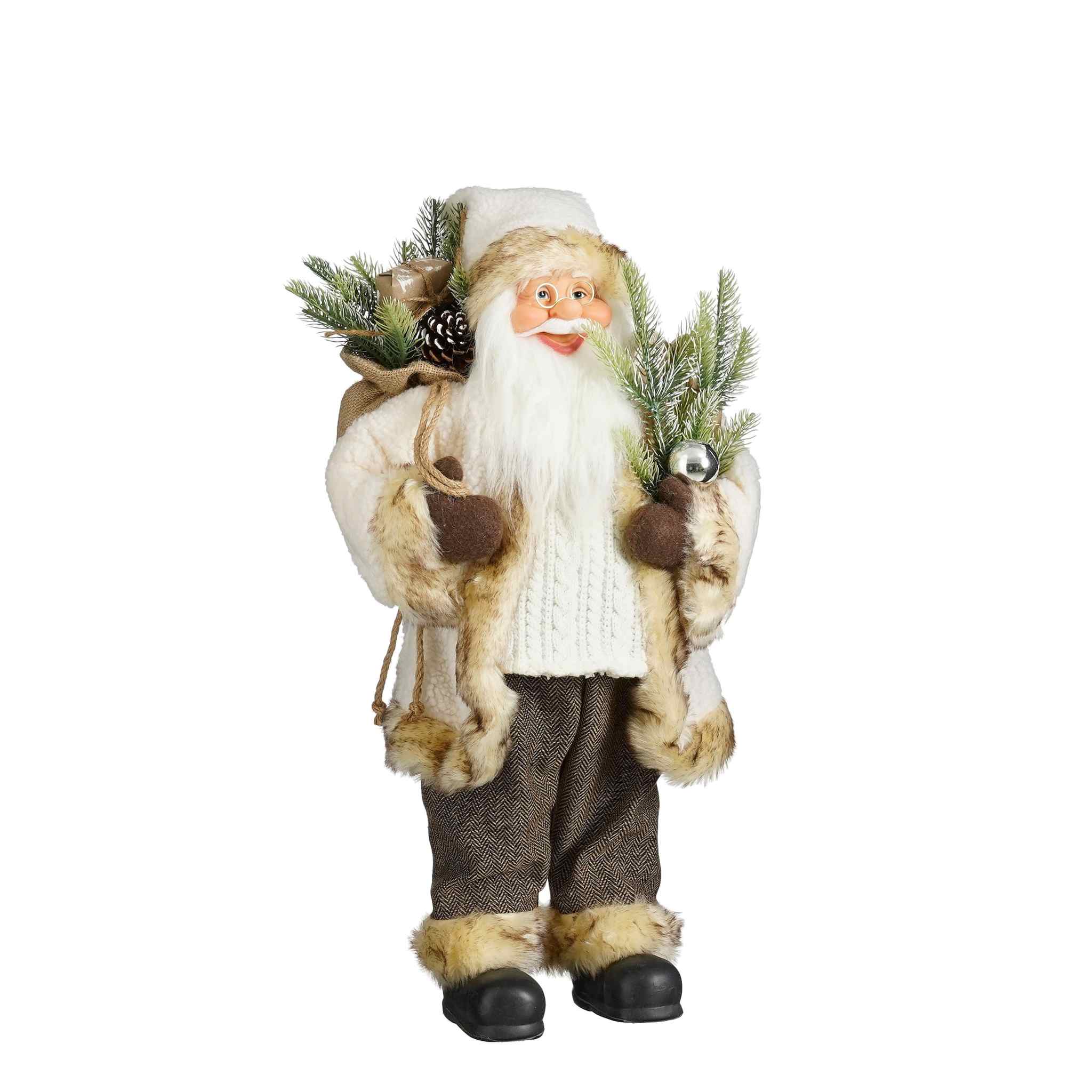Mica Decorations Kerstversiering Santa - 30x20x60 cm - Polystyreen - Creme