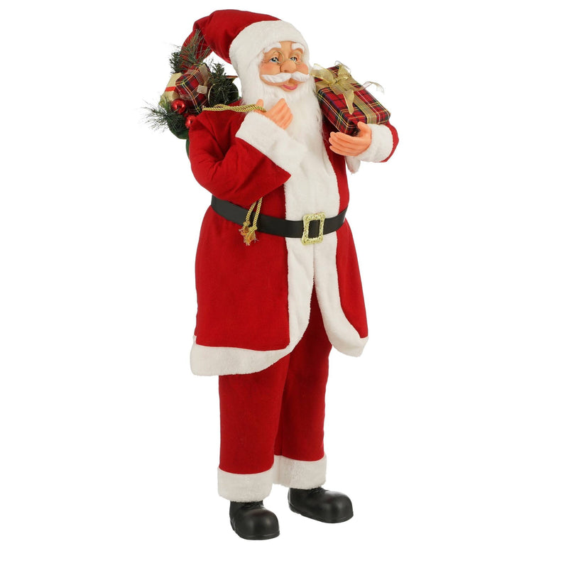 Mica Decorations Kerstversiering Decoration santa - 40x26x110 cm - Polyester - Rood