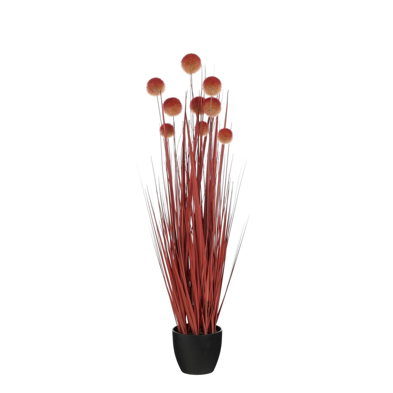 Mica Decorations Kunstplant Pom pon grass - 20x20x90 cm - PVC - Donker Rood