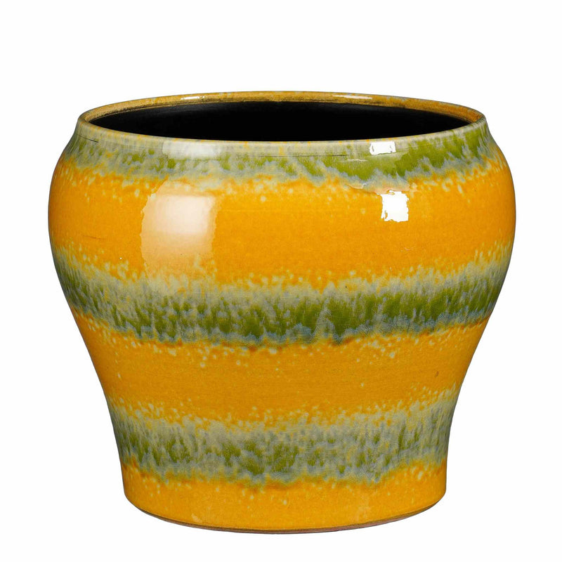 Mica Decorations Bloempot Troy - 34x34x29 cm - Keramiek - Geel