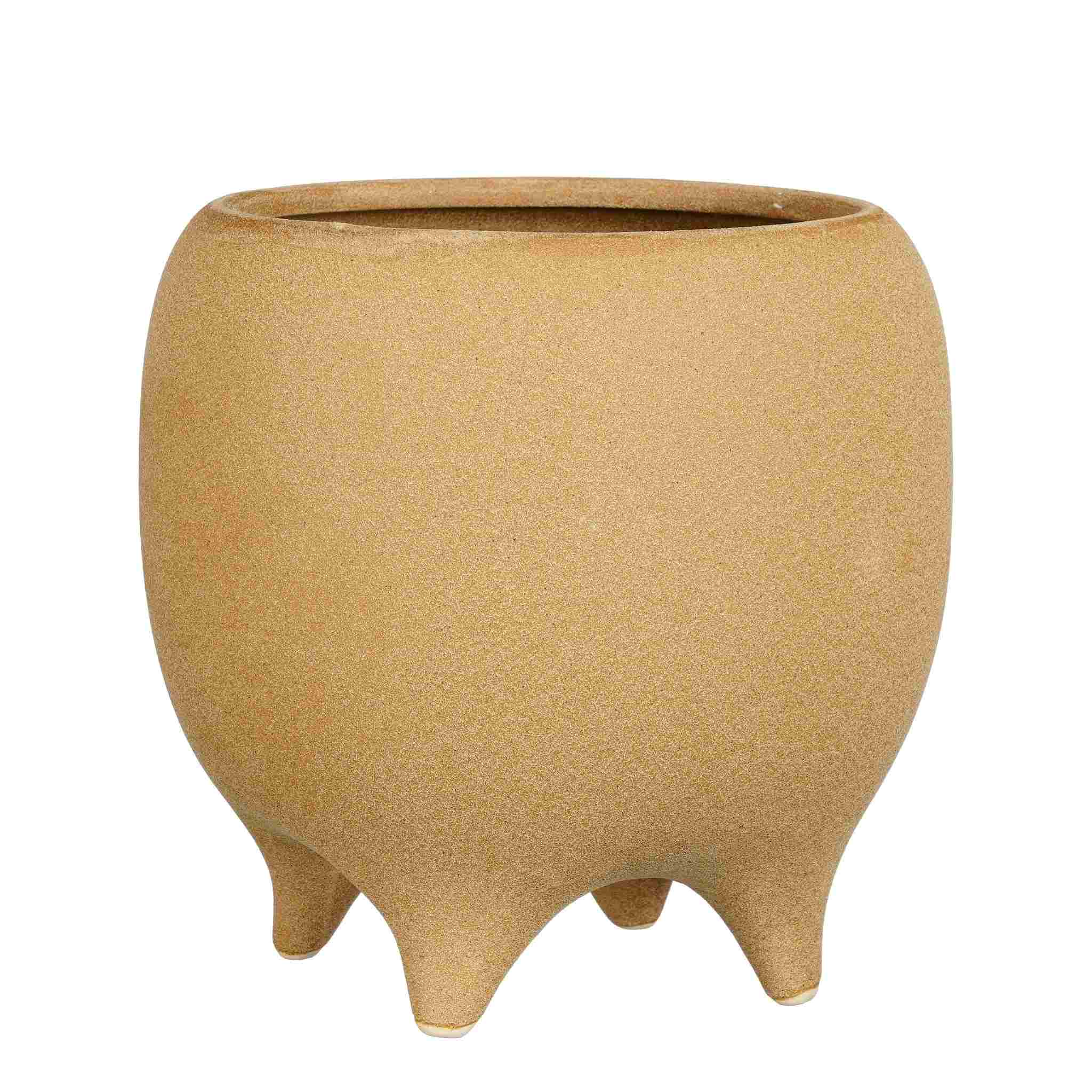 Mica Decorations Bloempot Cato - 24x24x24 cm - Keramiek - Bruin