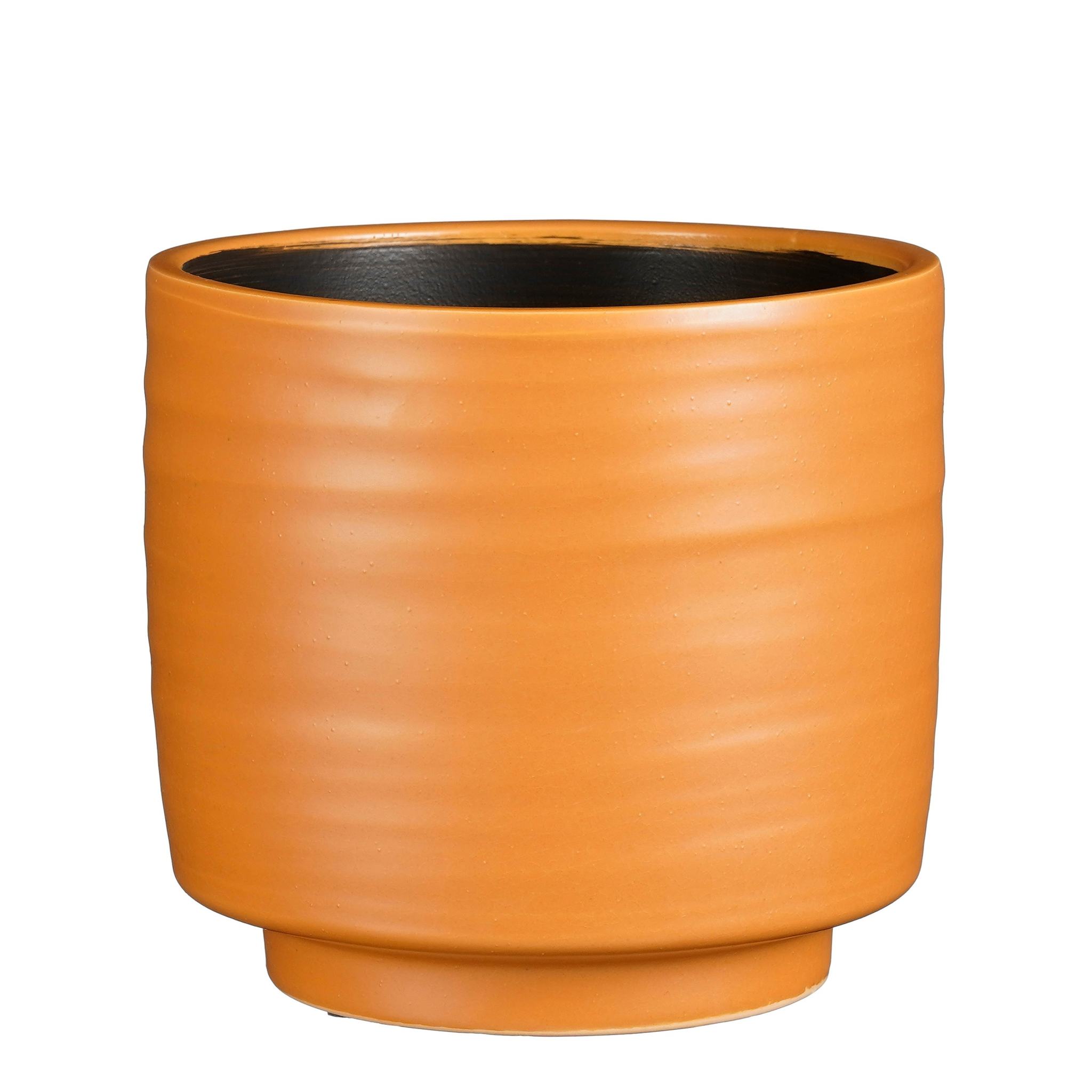 Mica Decorations Bloempot Sebas - 24x24x22 cm - Keramiek - Oranje
