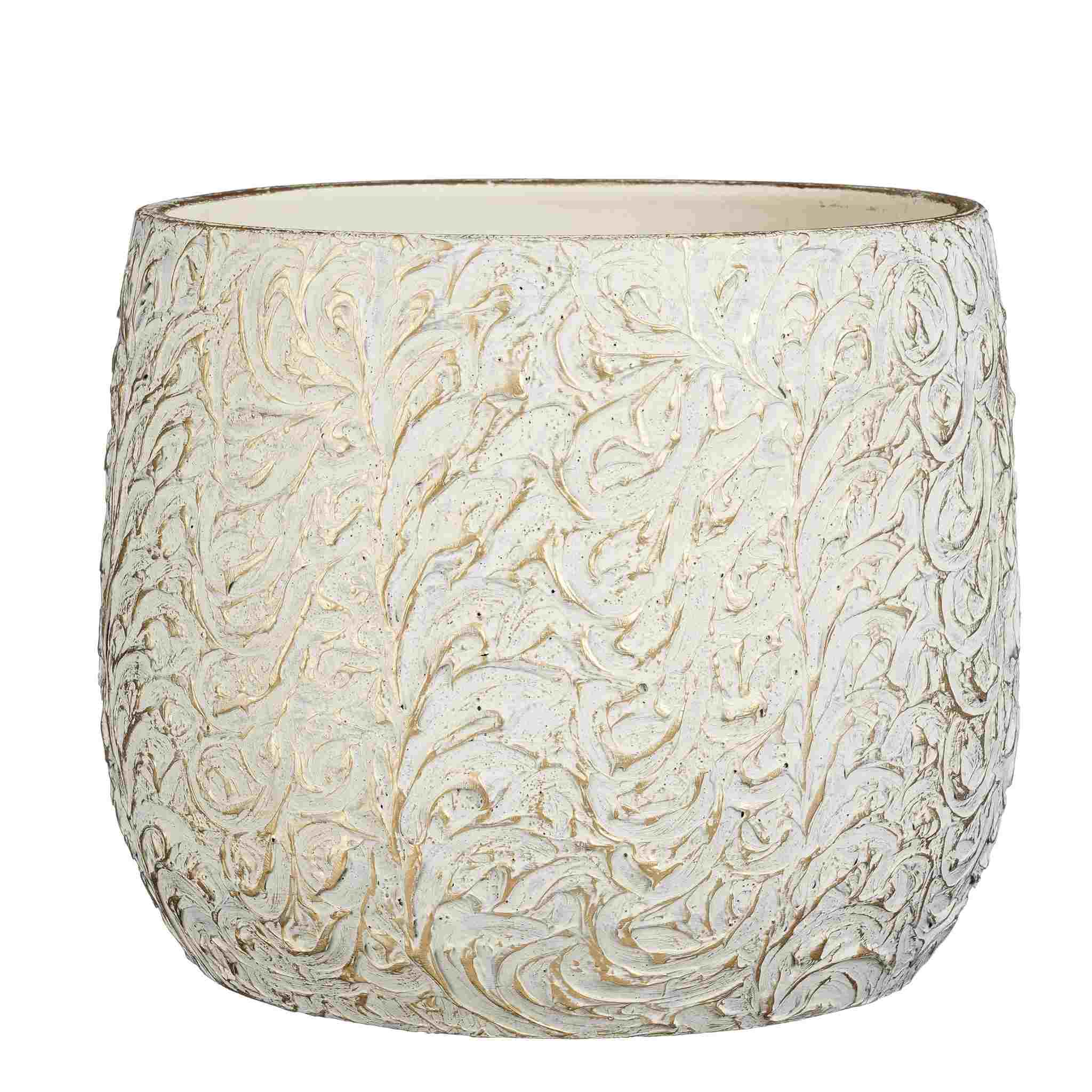 Mica Decorations Bloempot Arthur - 32x32x25 cm - Terracotta - Gebroken Wit