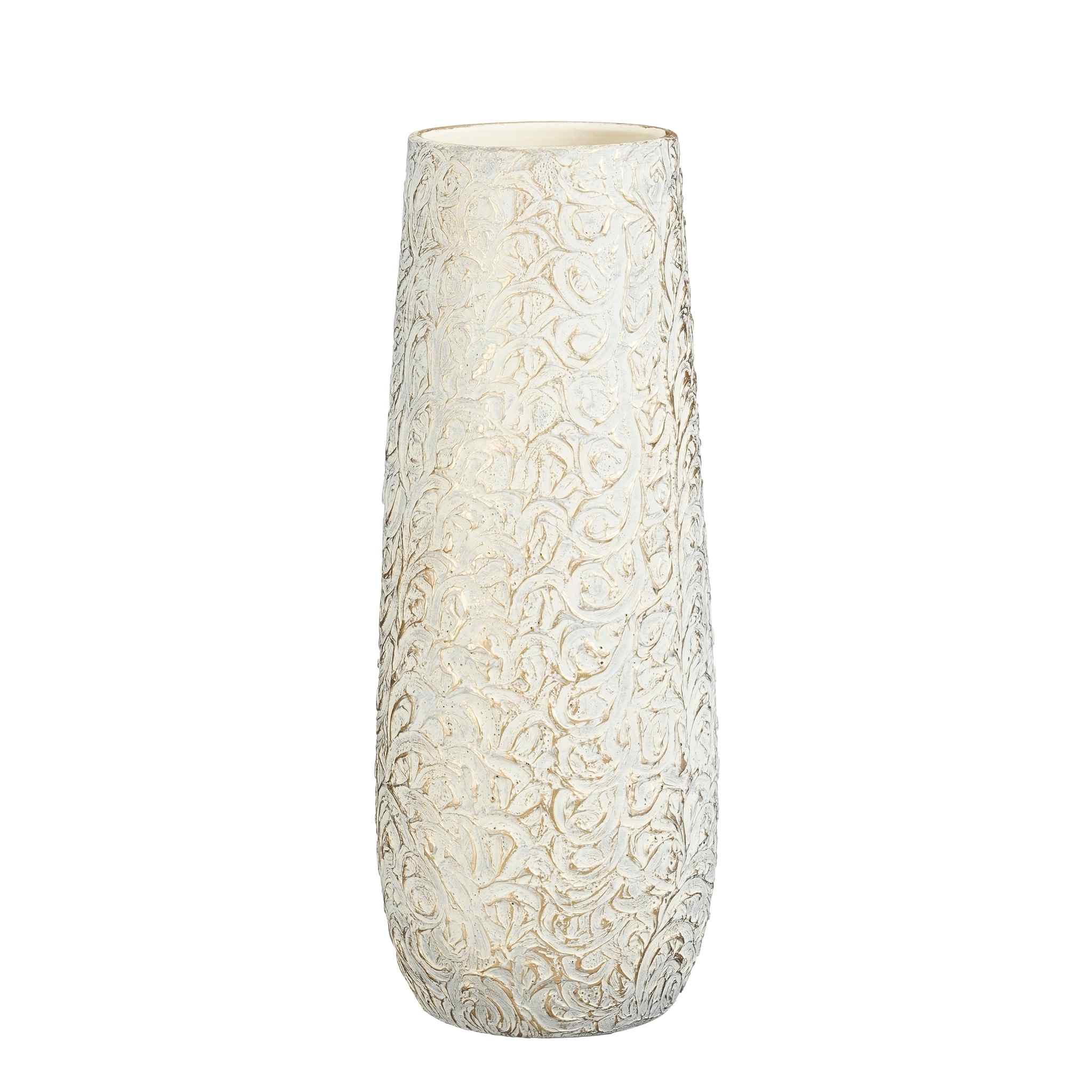 Mica Decorations Bloempot Arthur - 21x21x55 cm - Terracotta - Gebroken Wit