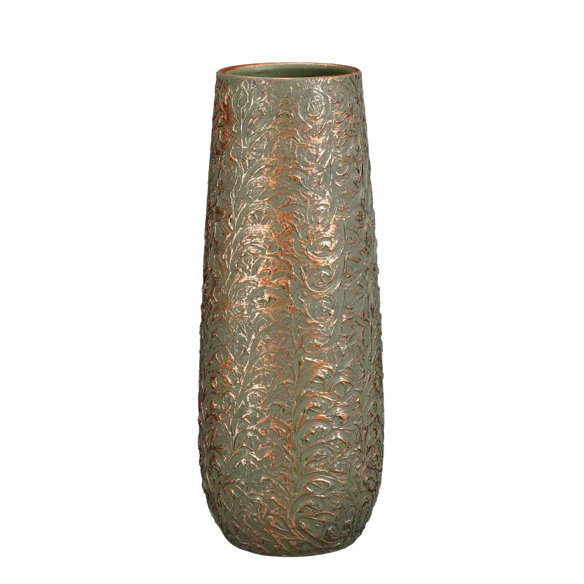 Mica Decorations Bloempot Arthur - 21x21x55 cm - Terracotta - Groen