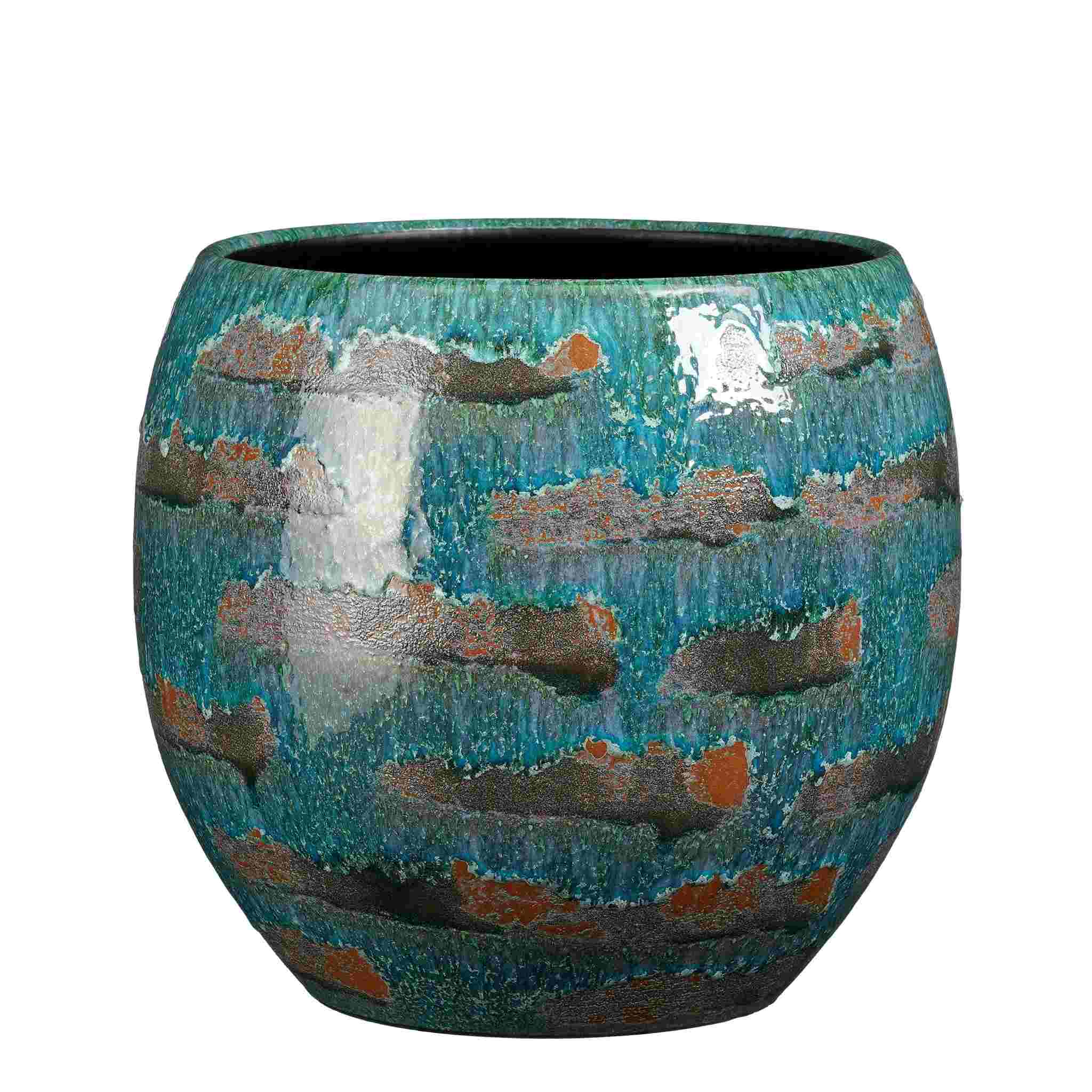 Mica Decorations Bloempot Laurie - 28x28x28 cm - Terracotta - Petrol