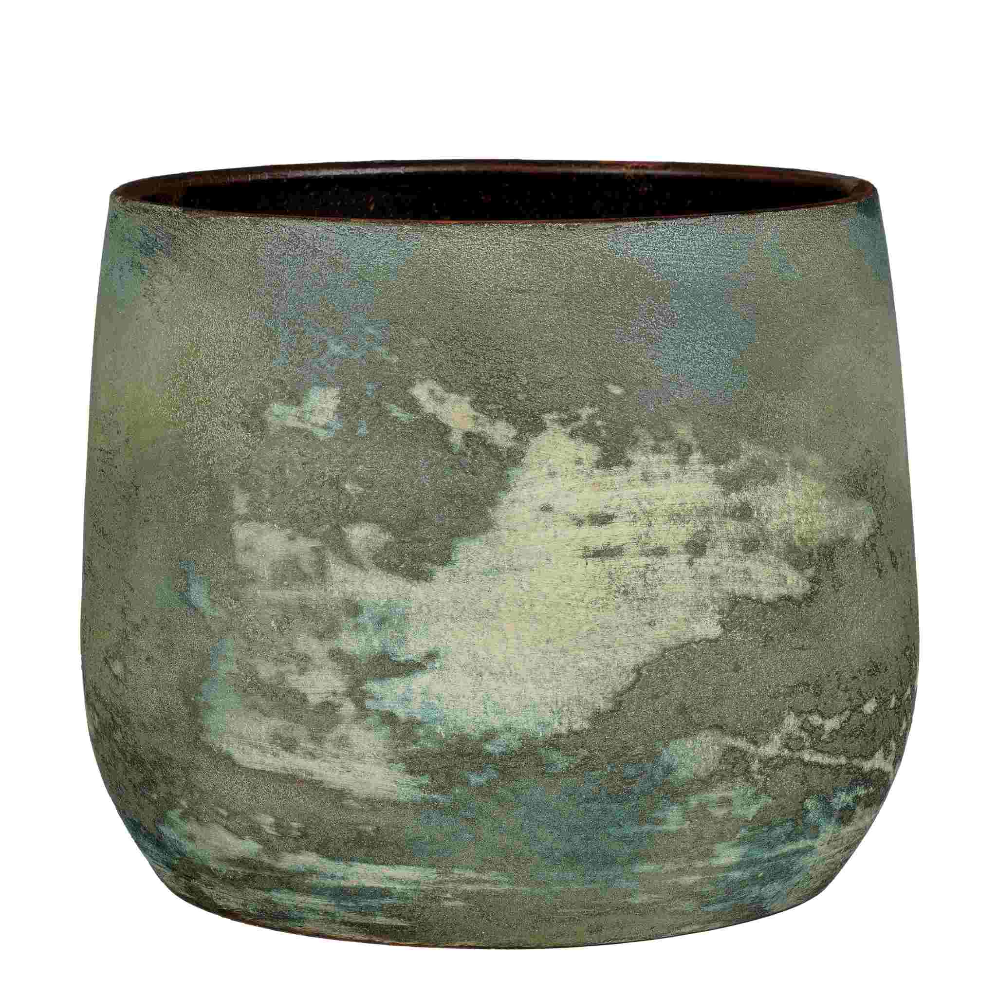 Mica Decorations Bloempot Olaf - 32x32x25 cm - Terracotta - Licht Groen