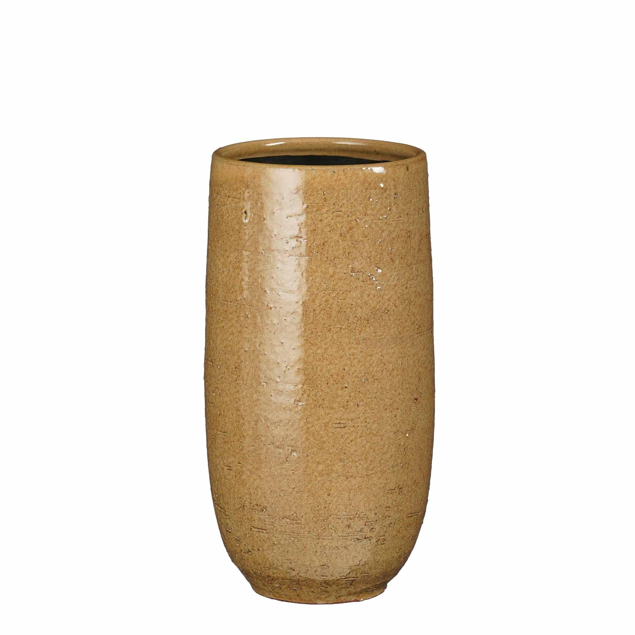 Mica Decorations Bloempot Nicolas - 18x18x35 cm - Keramiek - Bruin