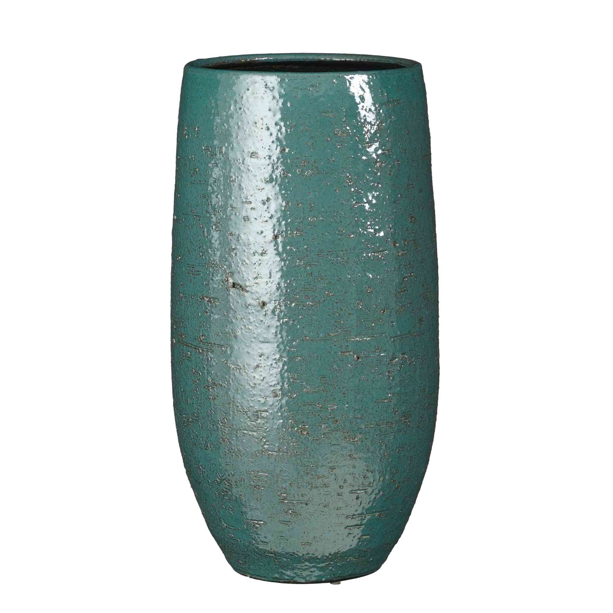 Mica Decorations Bloempot Nicolas - 23x23x45 cm - Keramiek - Petrol