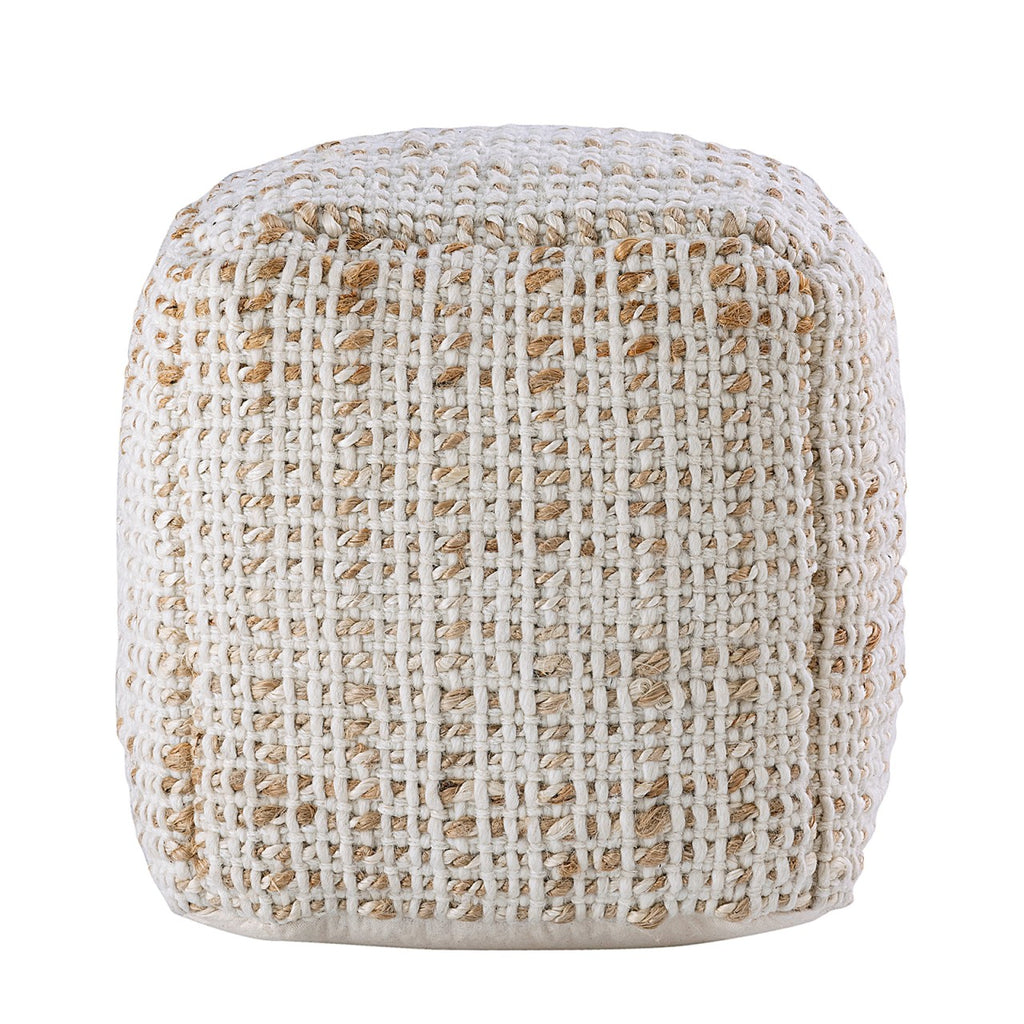 SVJ Poef Jula - 40x40x40 cm - Jute - Wit
