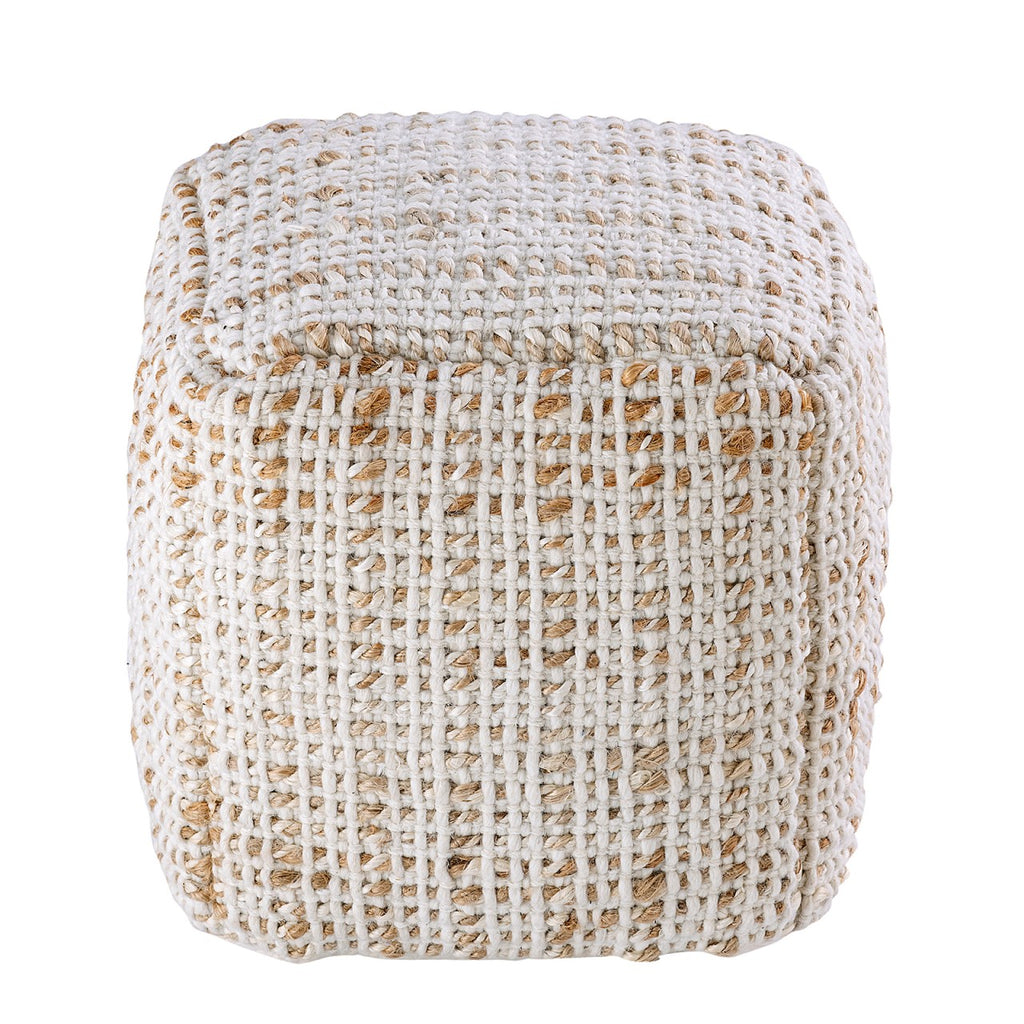 SVJ Poef Jula - 40x40x40 cm - Jute - Wit