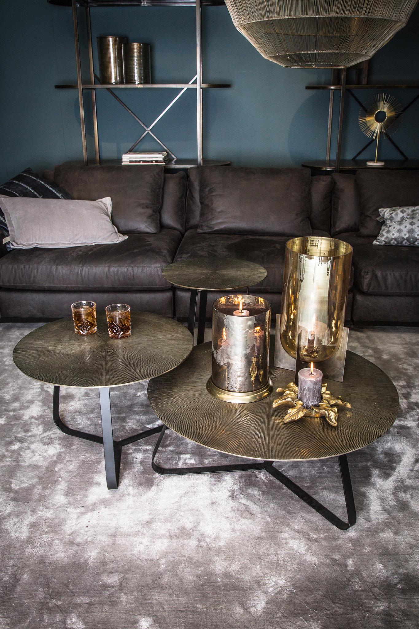 PTMD Kae Salontafel - 79 x 79 x 32 cm - Aluminium/Ijzer - Goud