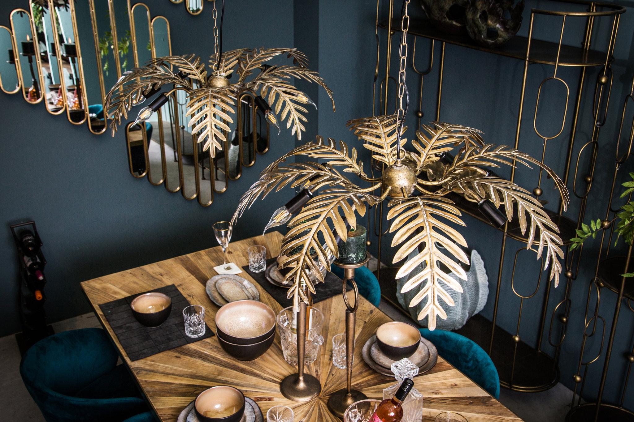 PTMD Moira Hanglamp - 77 x 77 x 20 cm - Palmbladeren - Goud