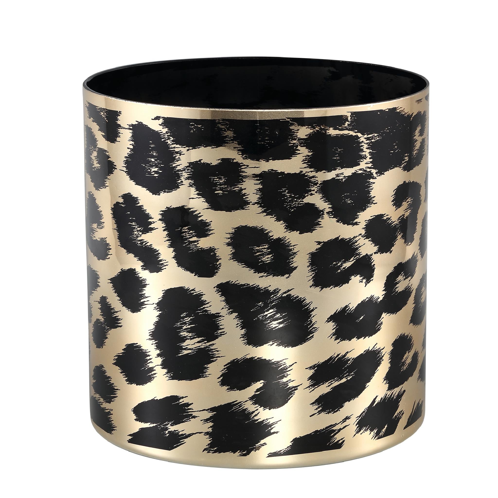 PTMD Desiree Windlicht Cheetah - H25 x Ø25 cm - Glas - Goud
