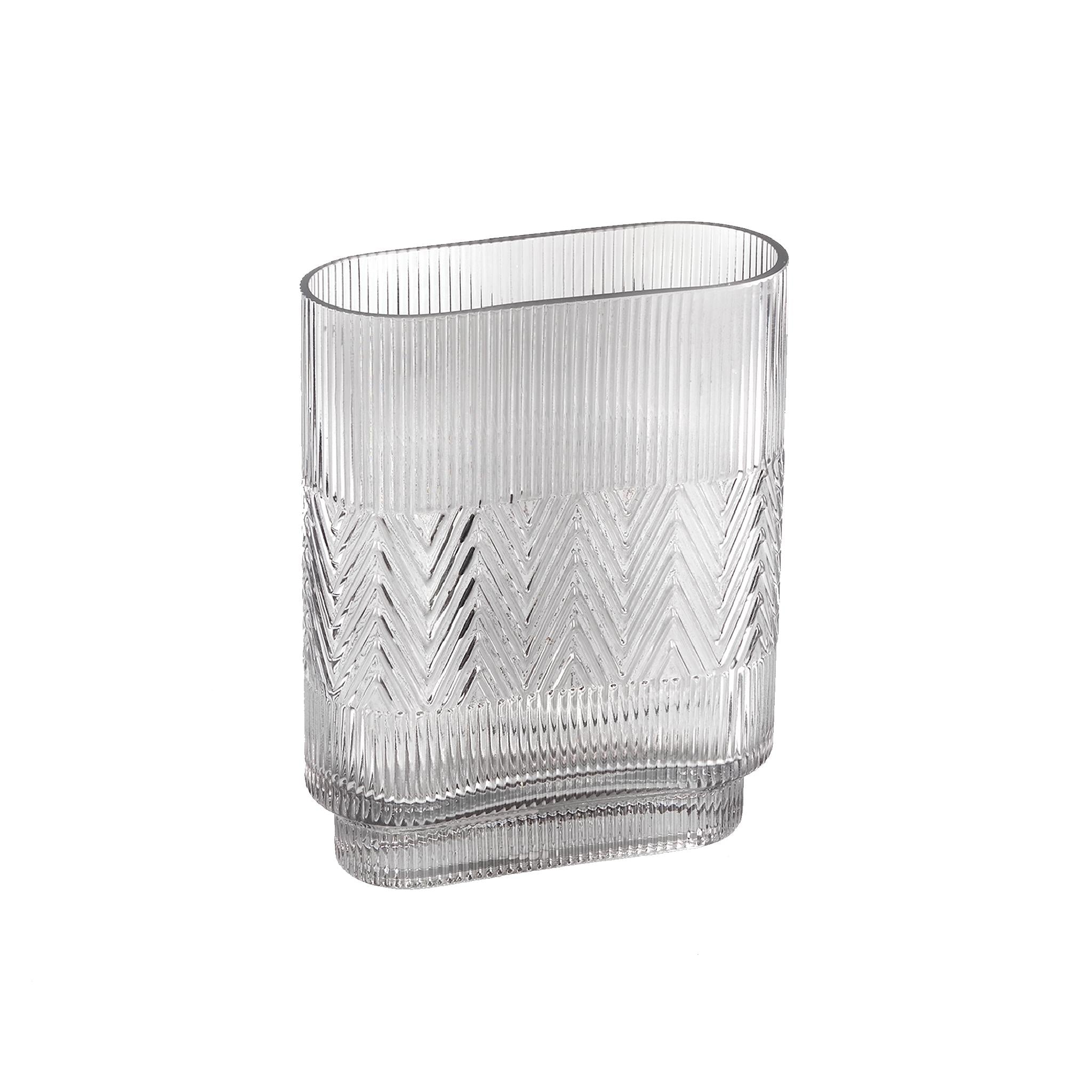 PTMD Dayna Rechthoekige Vaas - 15,5 x 6,5 x 20 cm - Glas - Grijs
