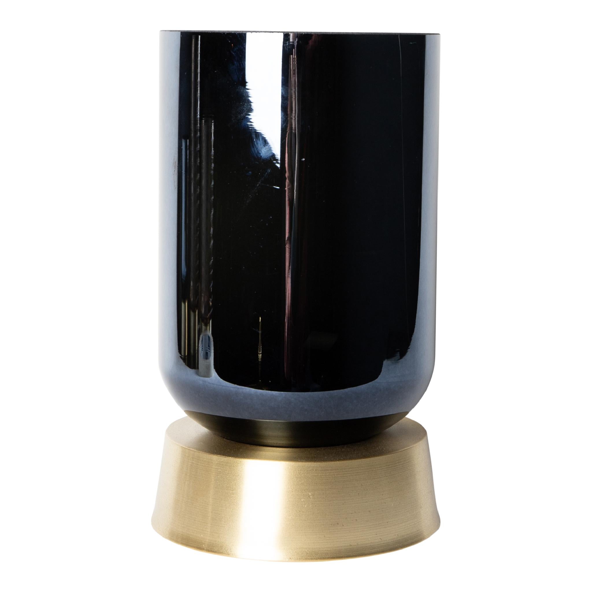PTMD Menno Windlicht - 10 x 10 x 17,5 cm  - Glas - Grijs