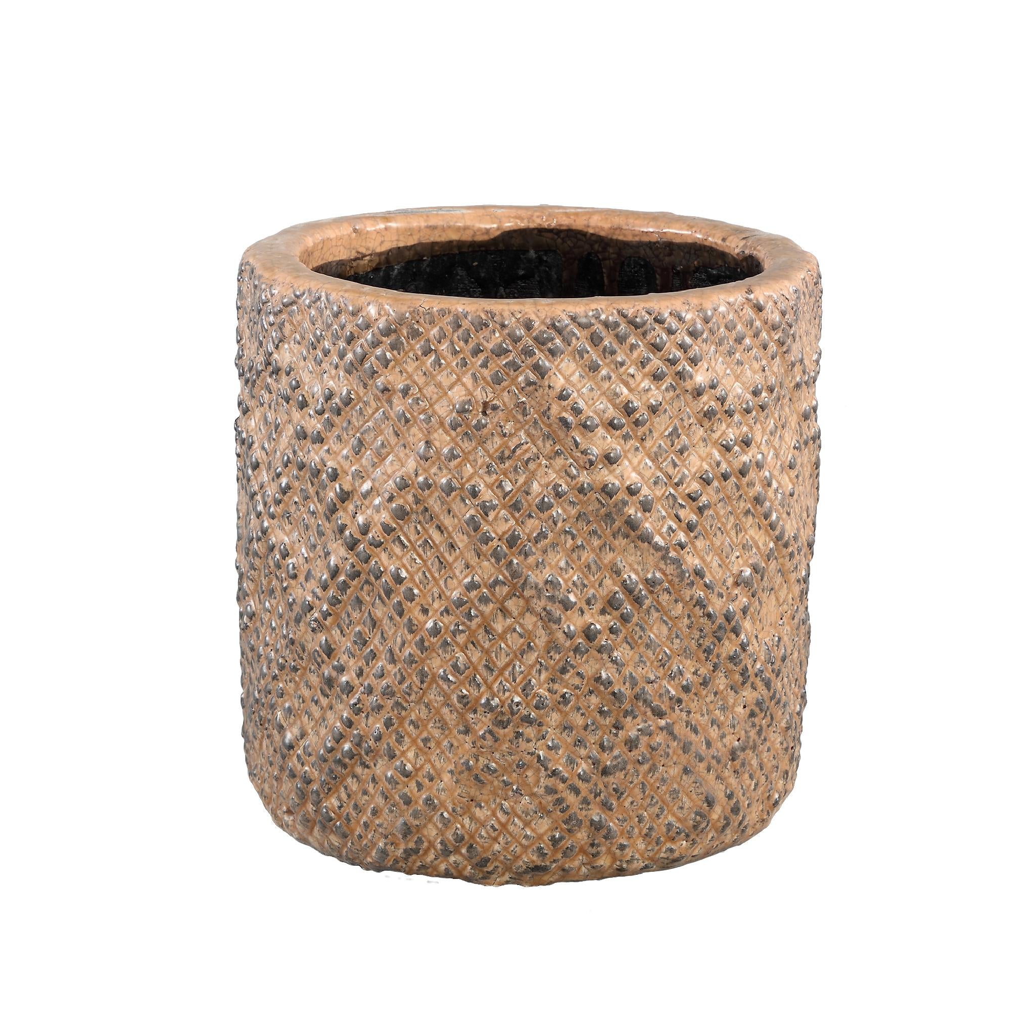 PTMD Melton Bloempot - 20 x 20 x 20 cm  - Keramiek - Bruin