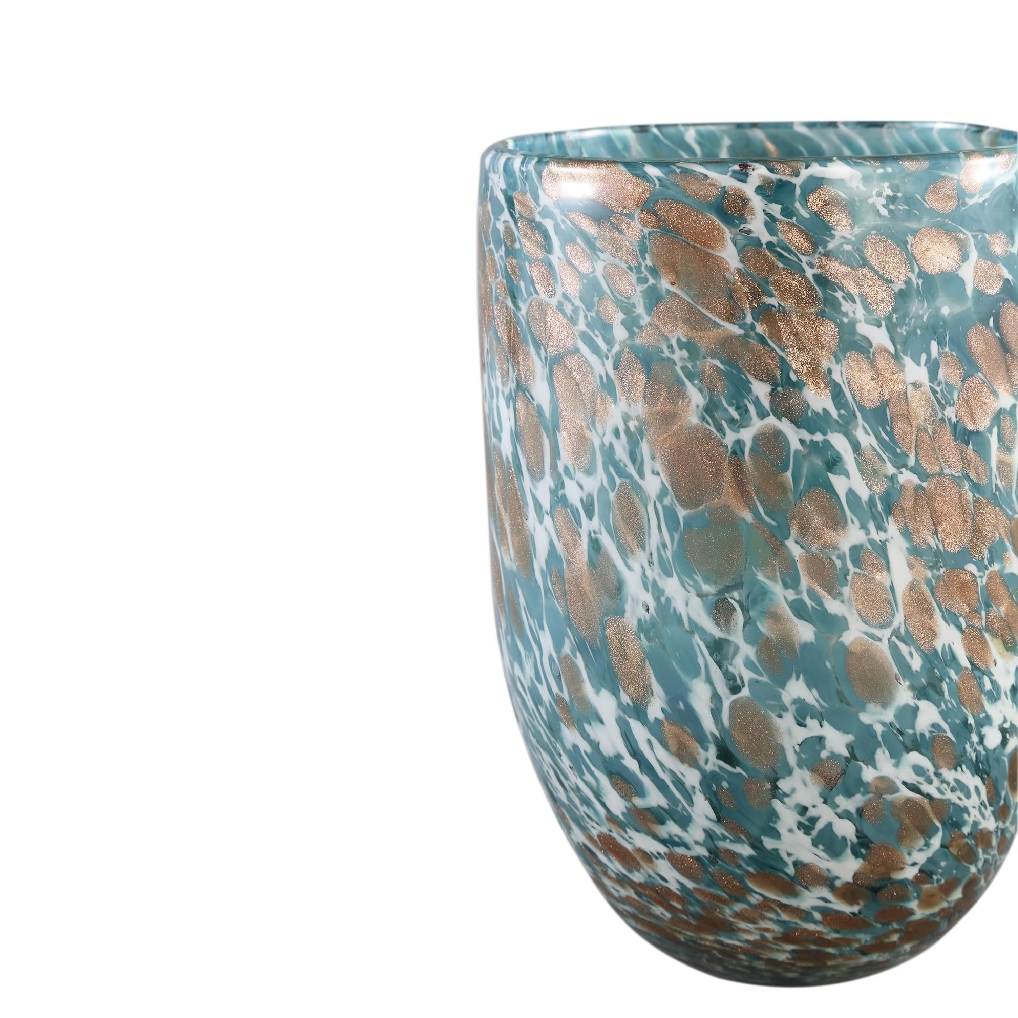 PTMD Fenne Rond Windlicht - H20 x Ø14 cm - Glas - Blauw