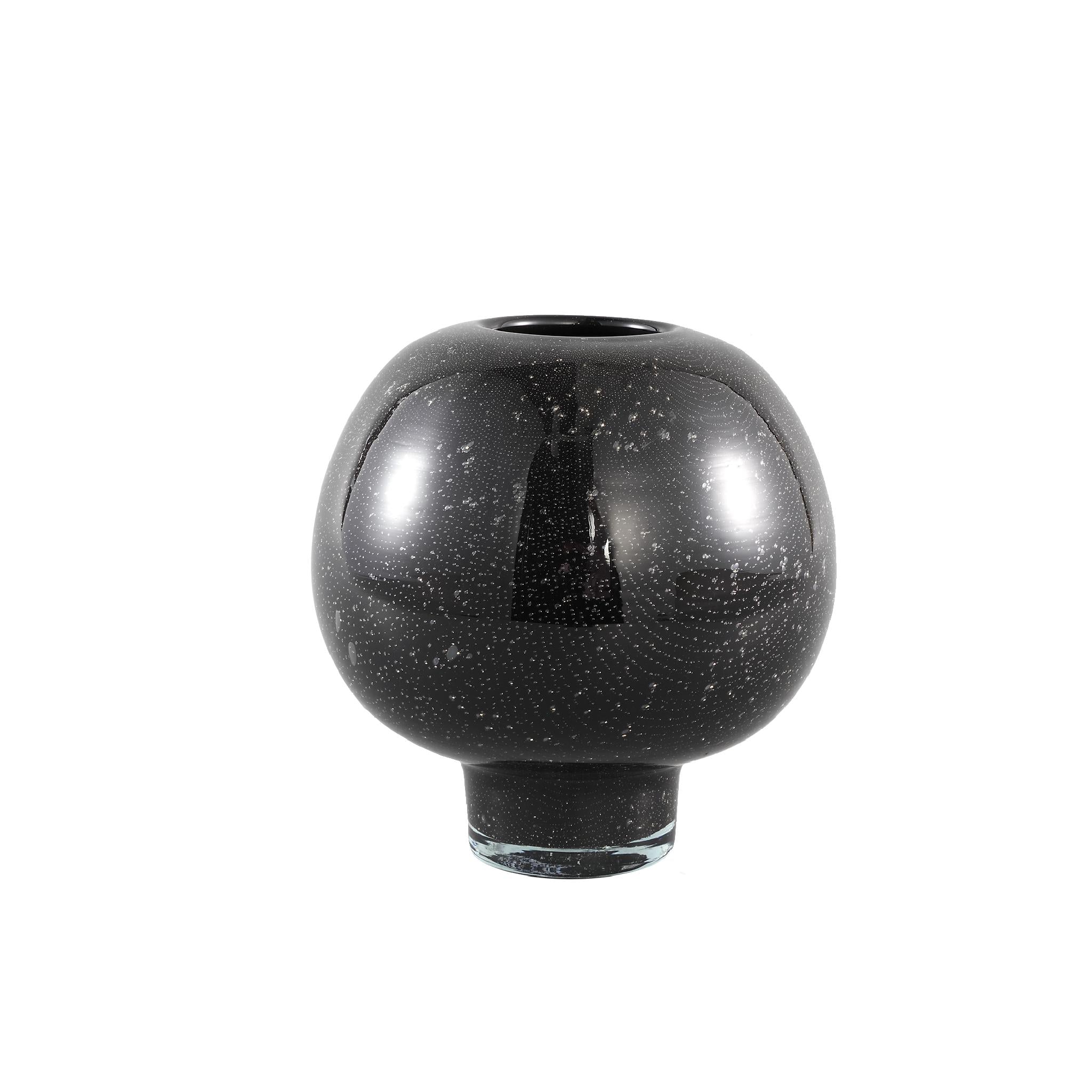 PTMD Santana Windlicht Bubbel - H16 x Ø17 cm - Glas - Zwart