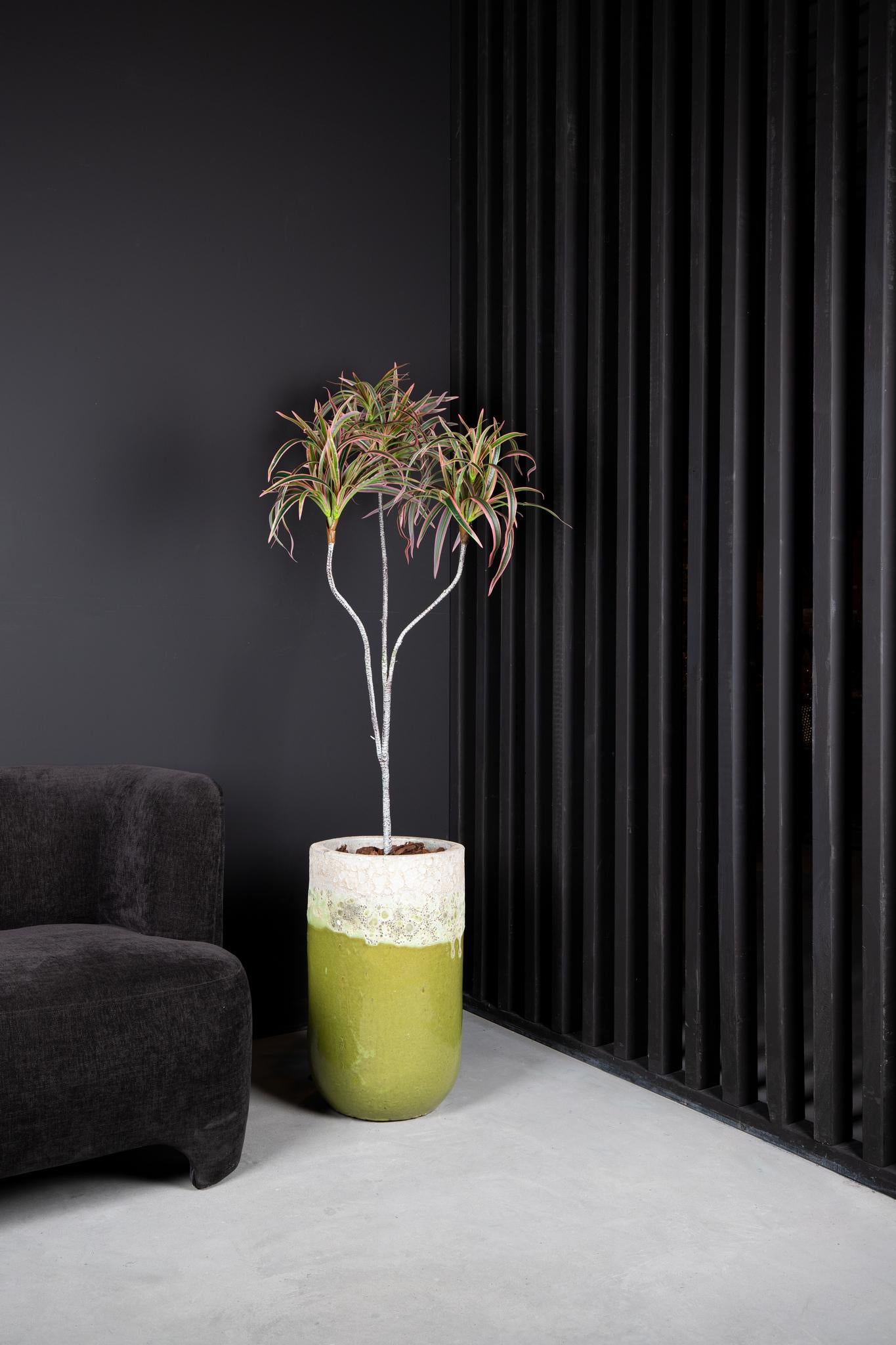 PTMD Leaves Plant Edge Sisal Kunstgras - 60x75x140 cm - In Pot - Groen