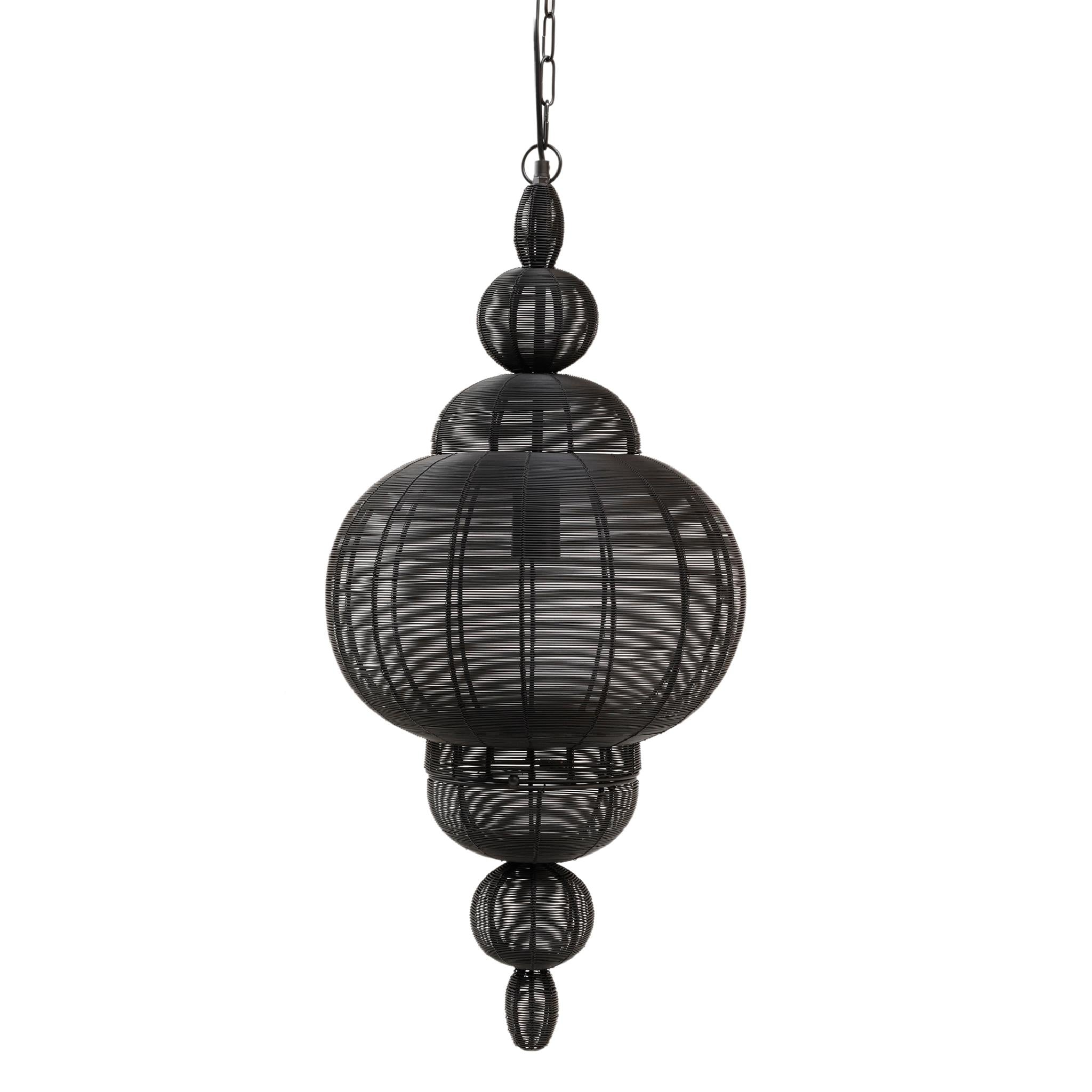 PTMD Merri Ronde Hanglamp Druppel - H79 x Ø38 cm - Ijzer - Zwart