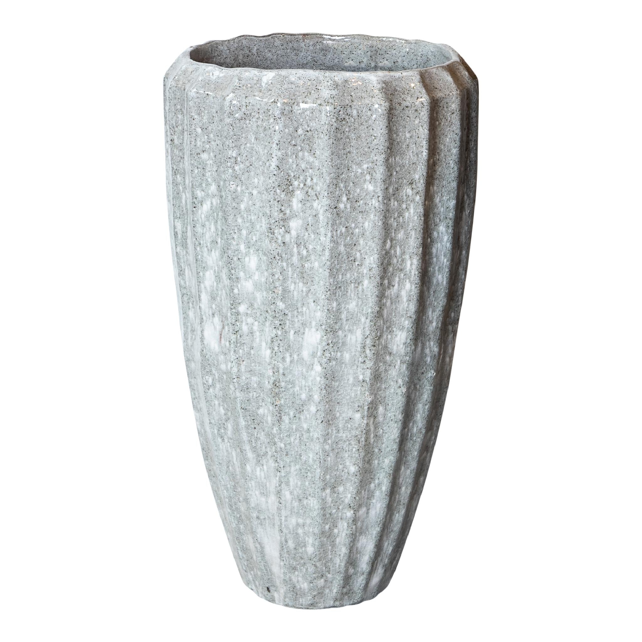 PTMD Olver Bloempot - H90 x Ø48 cm - Keramiek - Wit