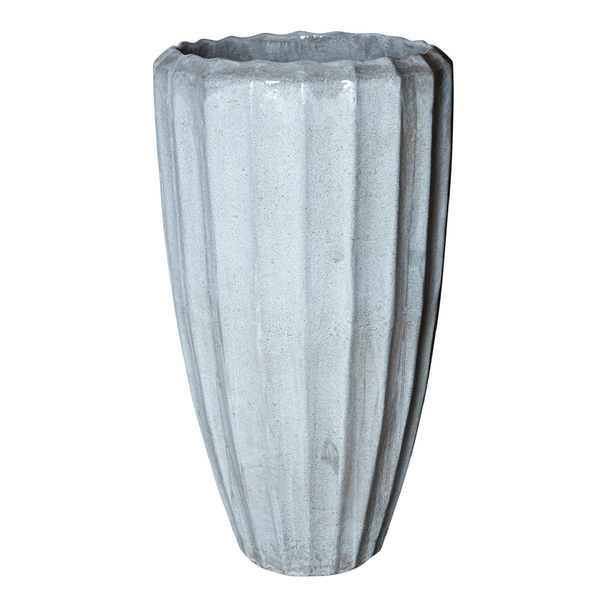 PTMD Olver Bloempot - H105 x Ø56 cm - Keramiek - Wit