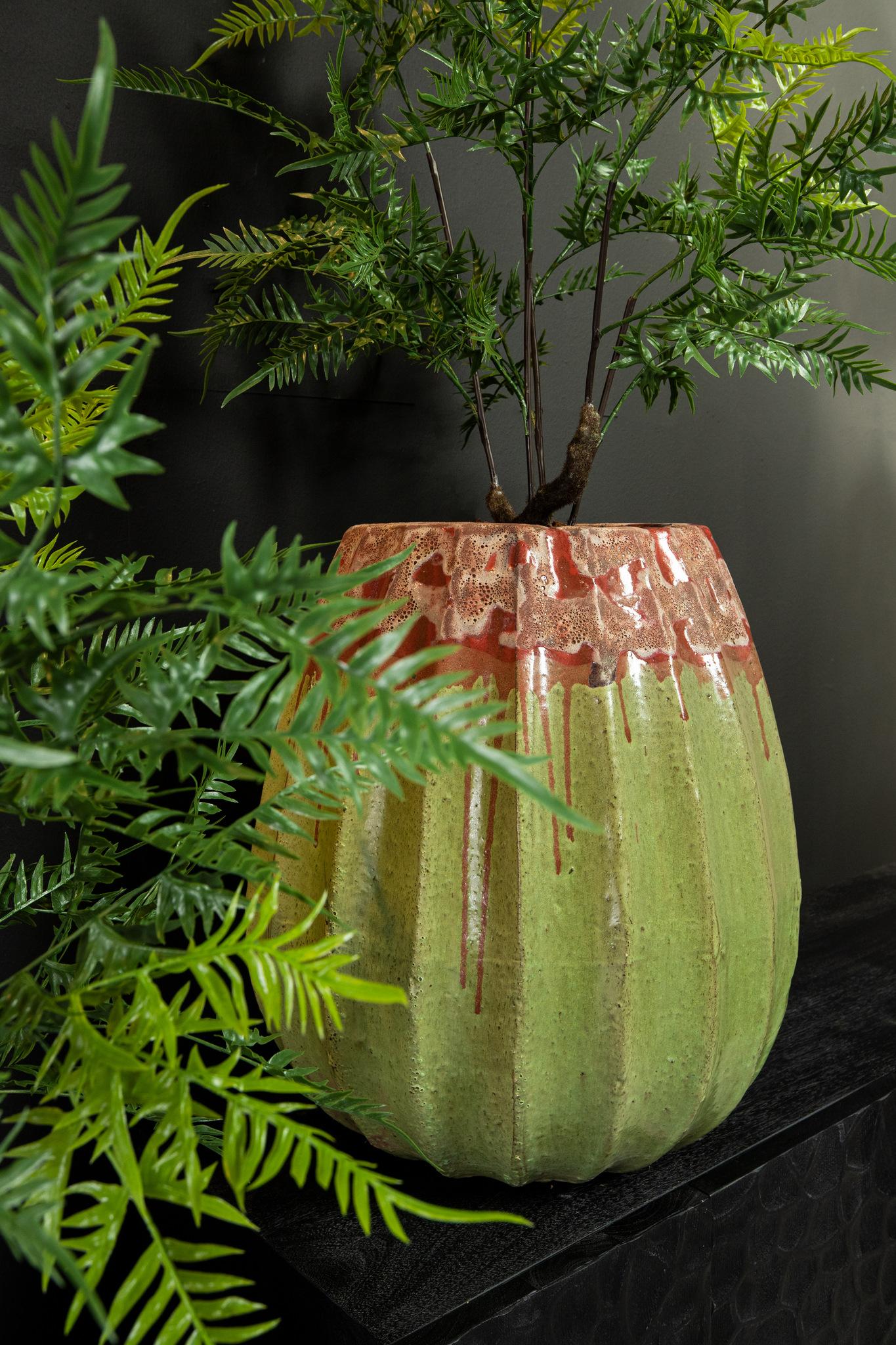 PTMD Lionne Bloempot - H60 x Ø52 cm - Keramiek - Groen