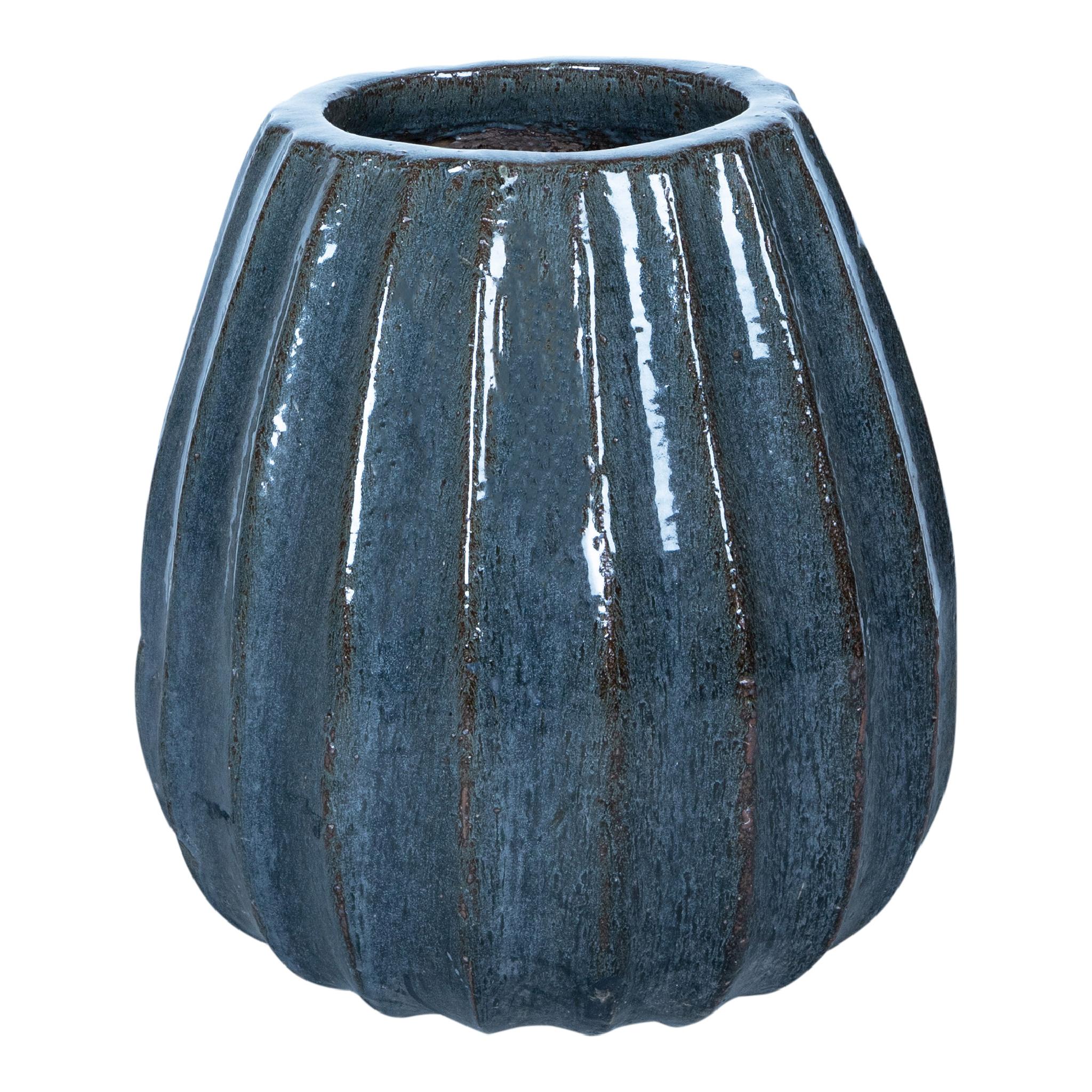 PTMD Lionne Bloempot - H60 x Ø52 cm - Keramiek - Blauw