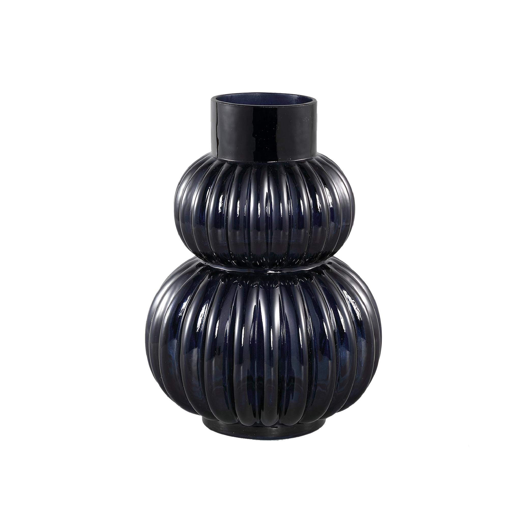 PTMD Uger Vaas - 18 x 18 x 25 cm  - Glas - Blauw