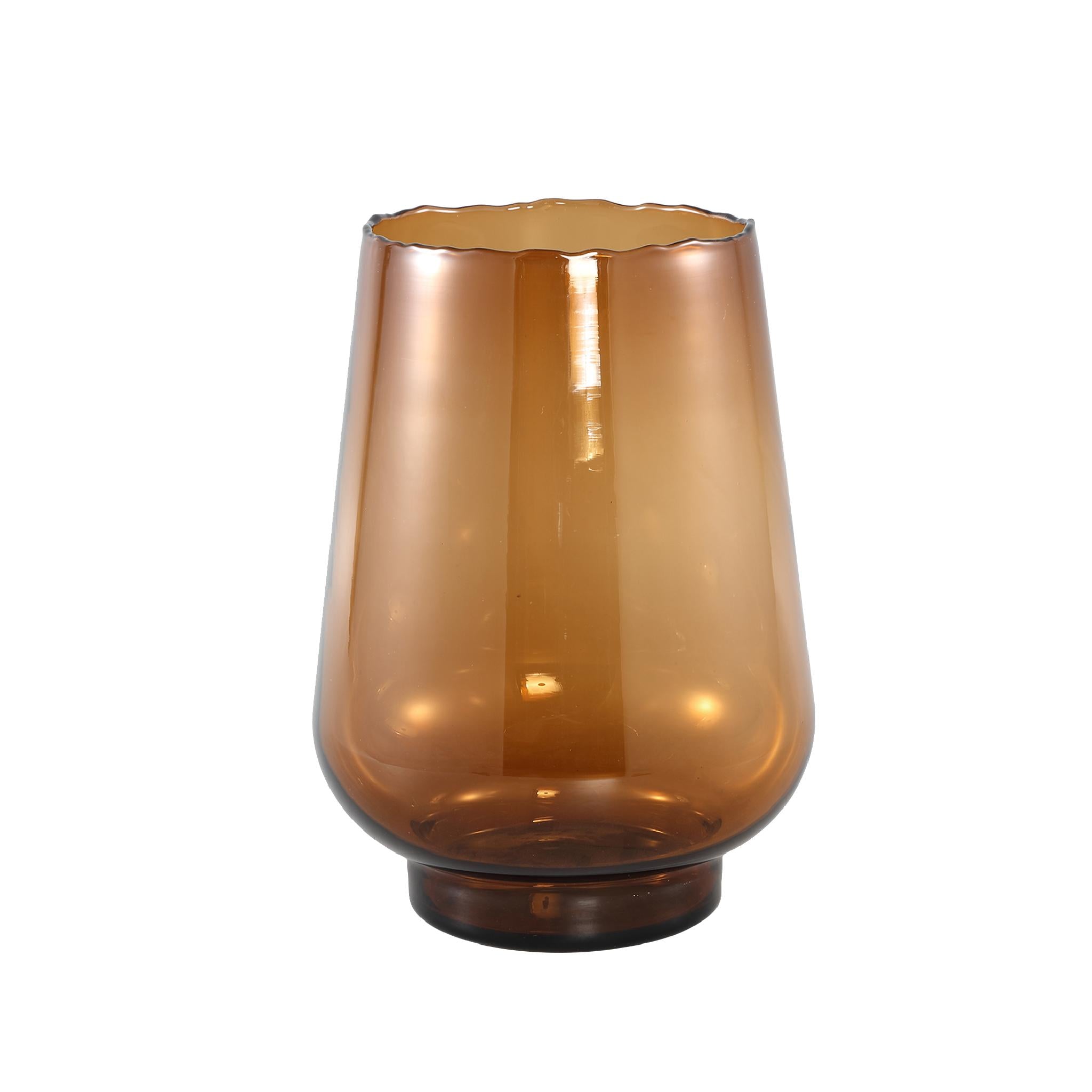 PTMD Dexa Windlicht - 18 x 18 x 26 cm  - Glas - Bruin