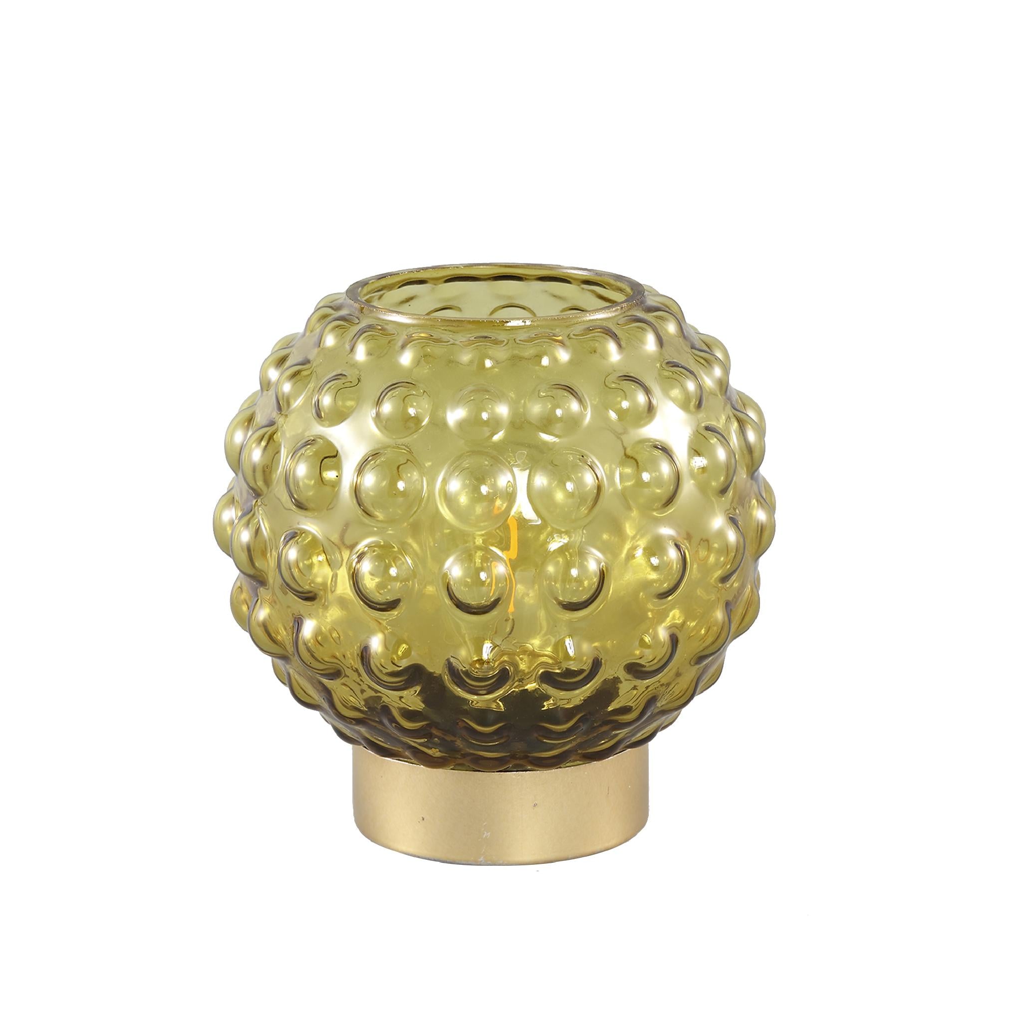 PTMD Xona Tafellamp - 15 x 15 x 14,5 cm  - Glas - Geel