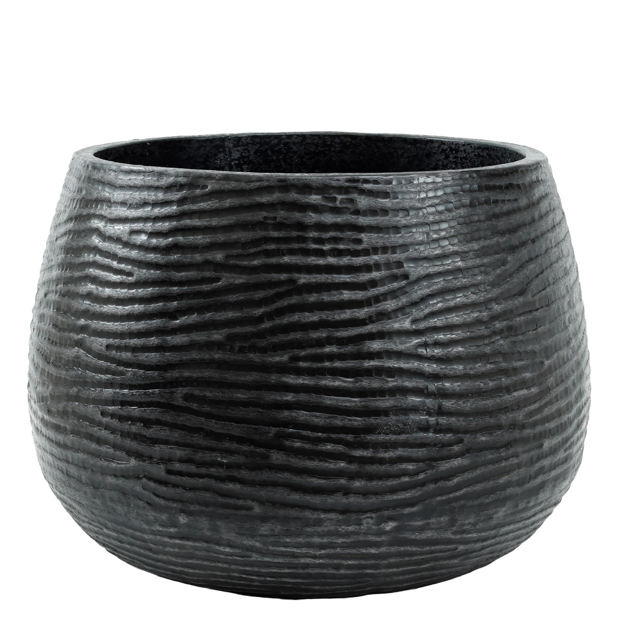 PTMD Delida Ronde Bloempot - H50xØ64 cm - Set van 3 - Zwart