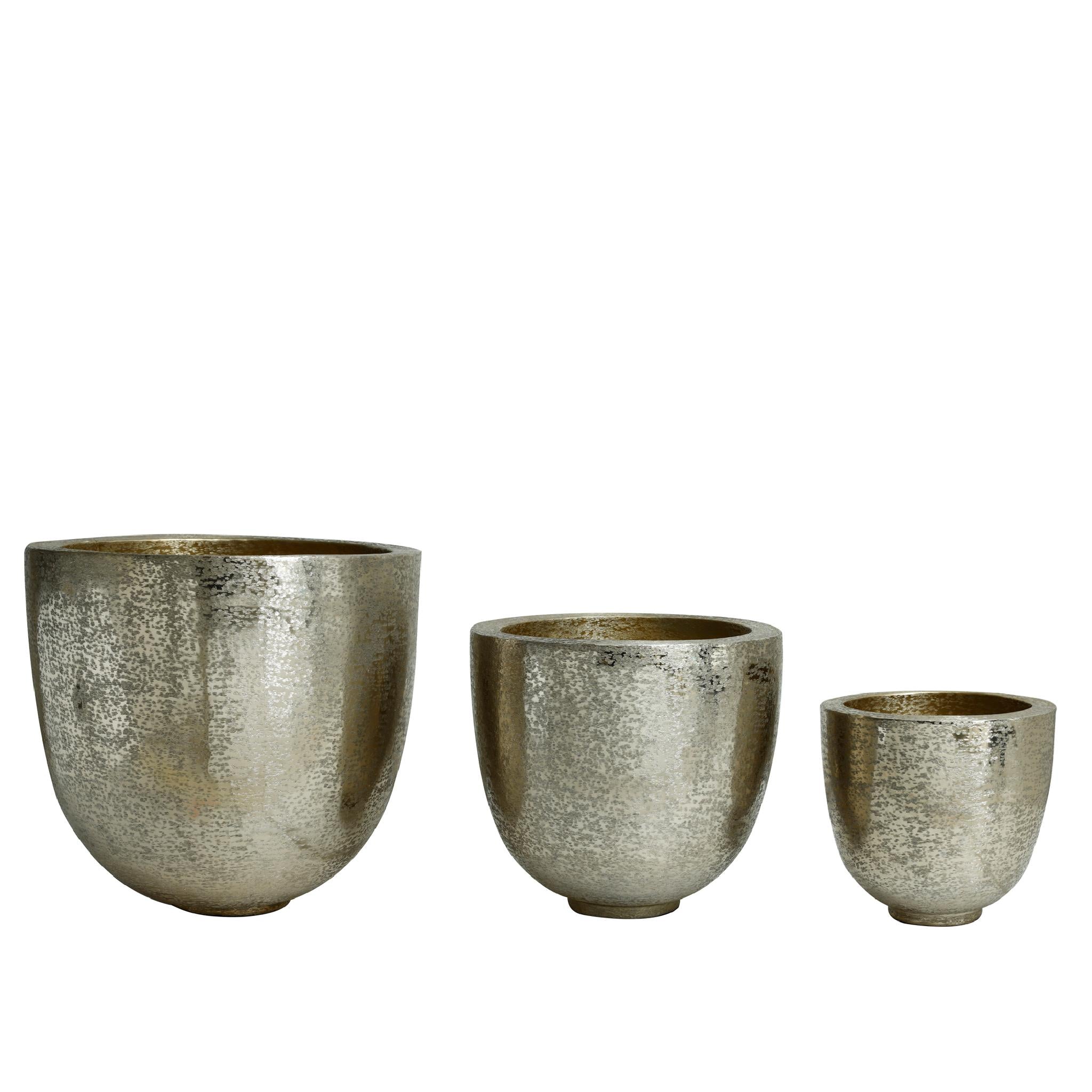 PTMD Mirella Bloempot - 59x59x58 cm  - Aluminium - Goud - Set van 3