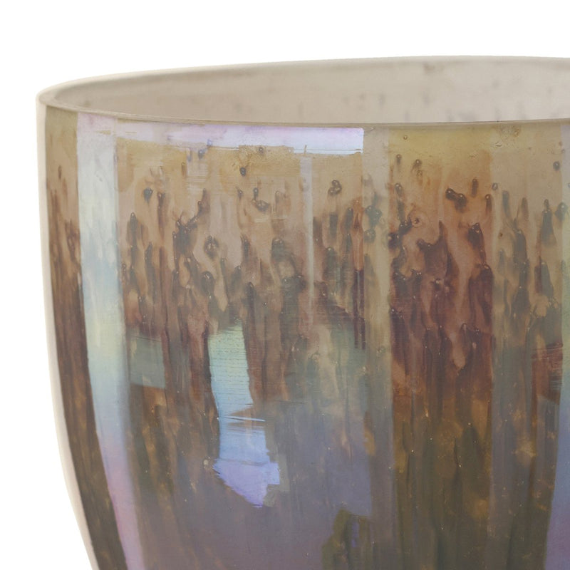 PTMD Windlicht Xela - 15x15x17 cm - Glas - Grijs
