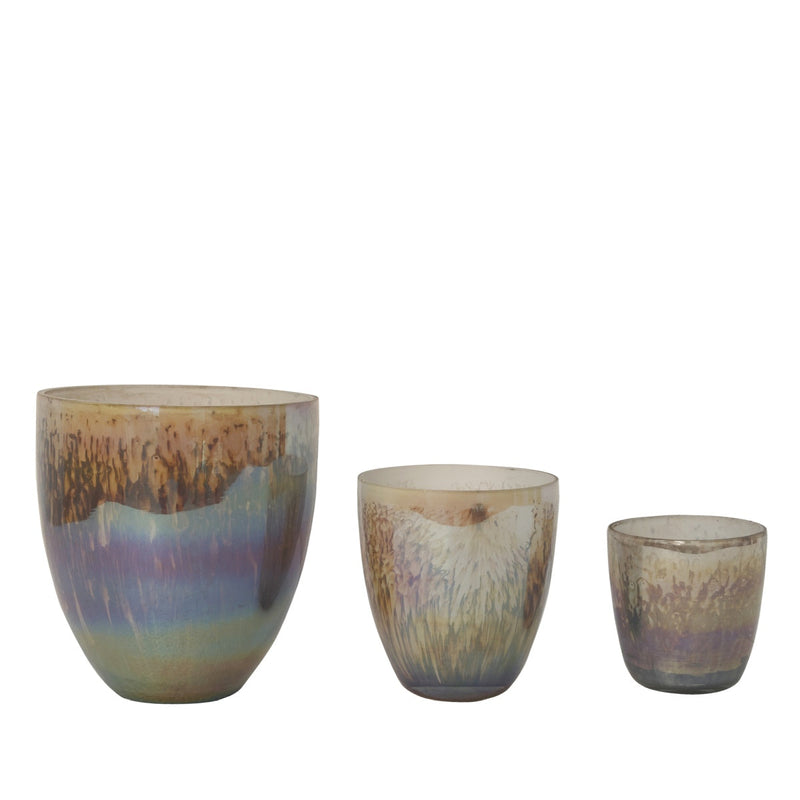 PTMD Windlicht Xela - 15x15x17 cm - Glas - Grijs