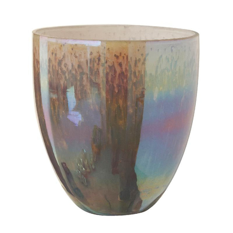 PTMD Windlicht Xela - 15x15x17 cm - Glas - Grijs