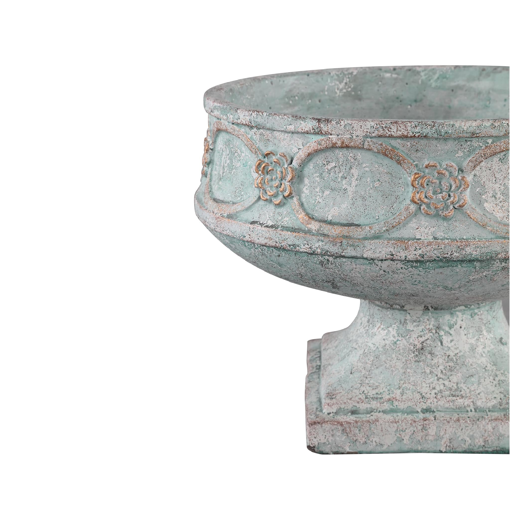 PTMD Artas Ronde Kaars Op Standaard - H32 x Ø32 cm - Cement - Blauw