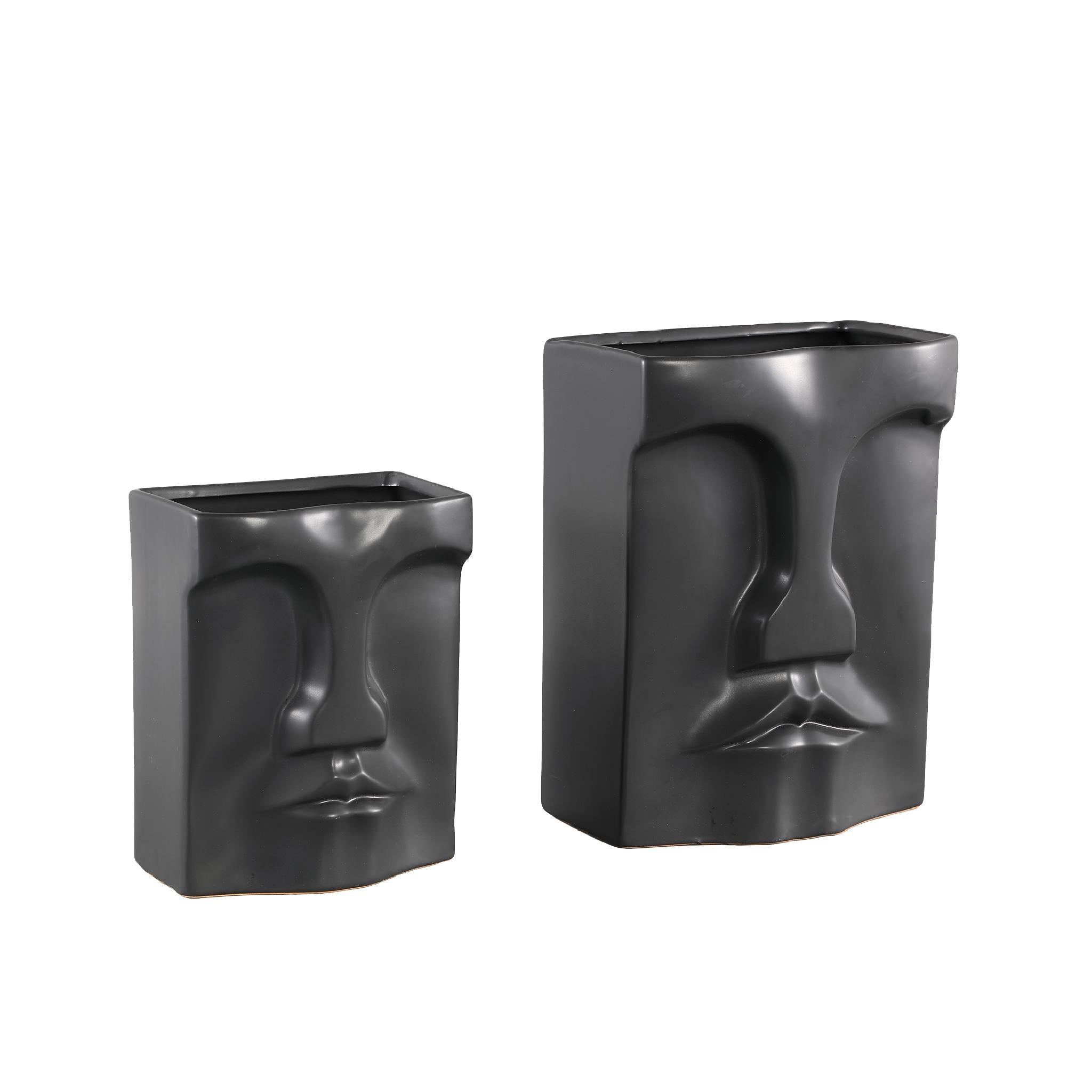 PTMD Xani Bloempot - 20,5 x 13 x 27,5 cm  - Keramiek - Zwart