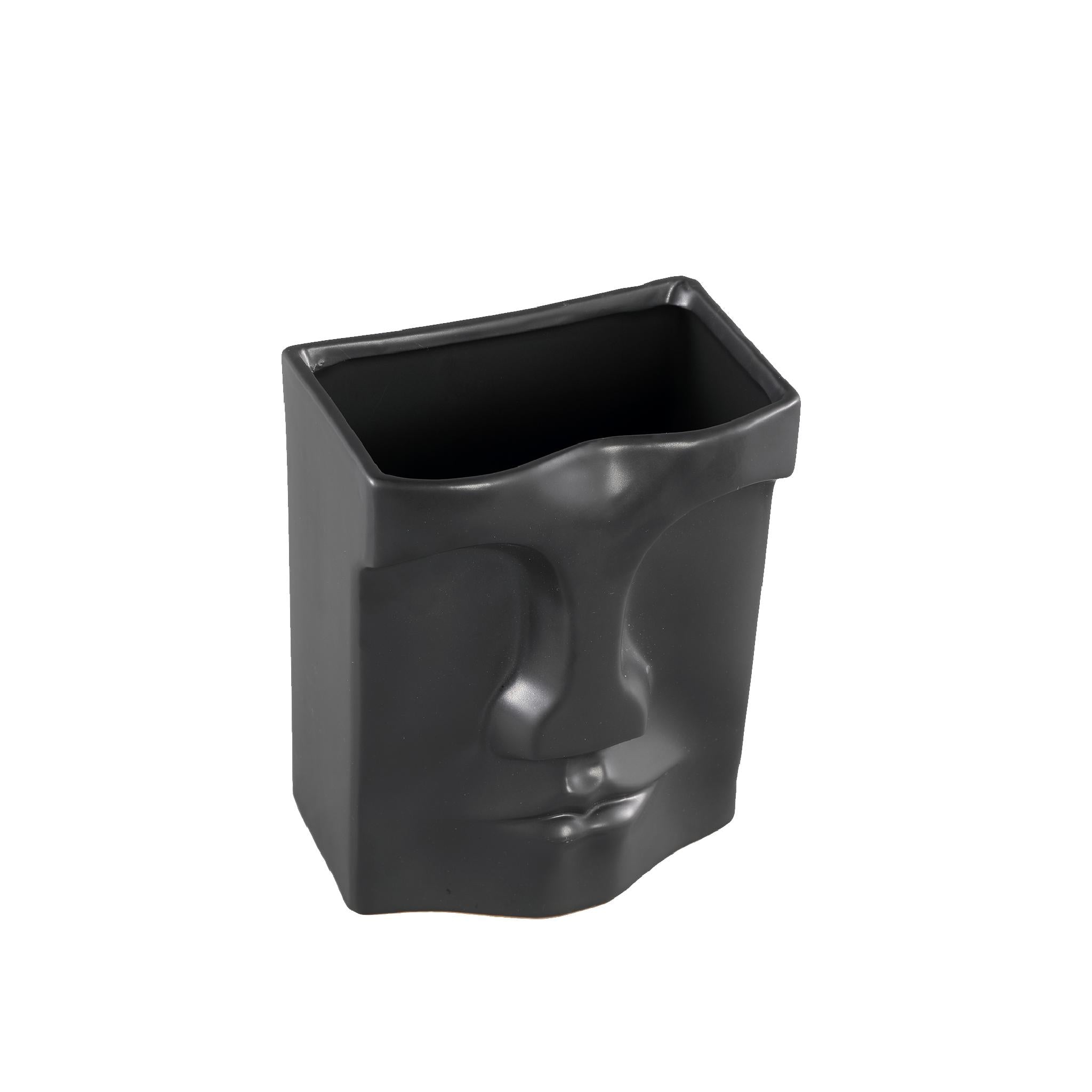 PTMD Xani Bloempot - 20,5 x 13 x 27,5 cm  - Keramiek - Zwart
